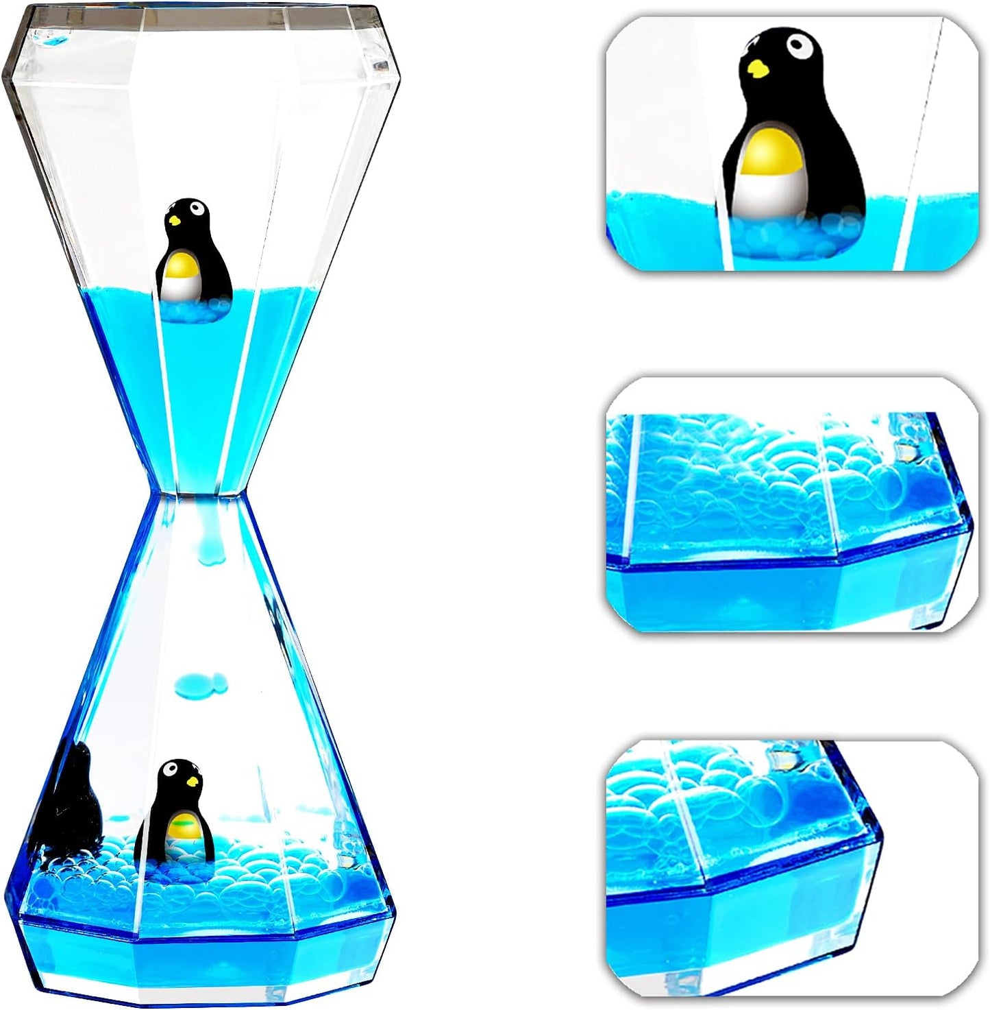 Liquid Motion Bubbler & Diamond Shaped Penguin Liquid Timer and Moving Sand Art Picture Pack of 3 Activity Calm Relaxing Desk Toys Voted Best Gift!