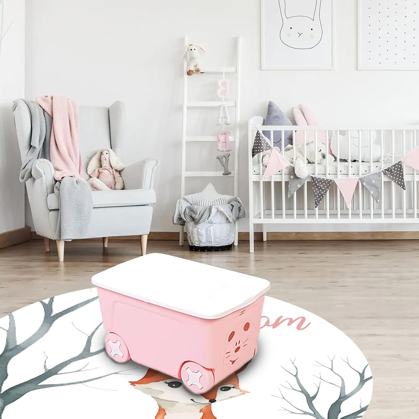 Custom Nursery Crib Bedding Set: Personalized Name 4 Piece Fox Pattern Baby Crib Sets for Girls - Toddler Double Layer Blanket Set, Comfortable Crib Bed Sheets for Baby Toddlers