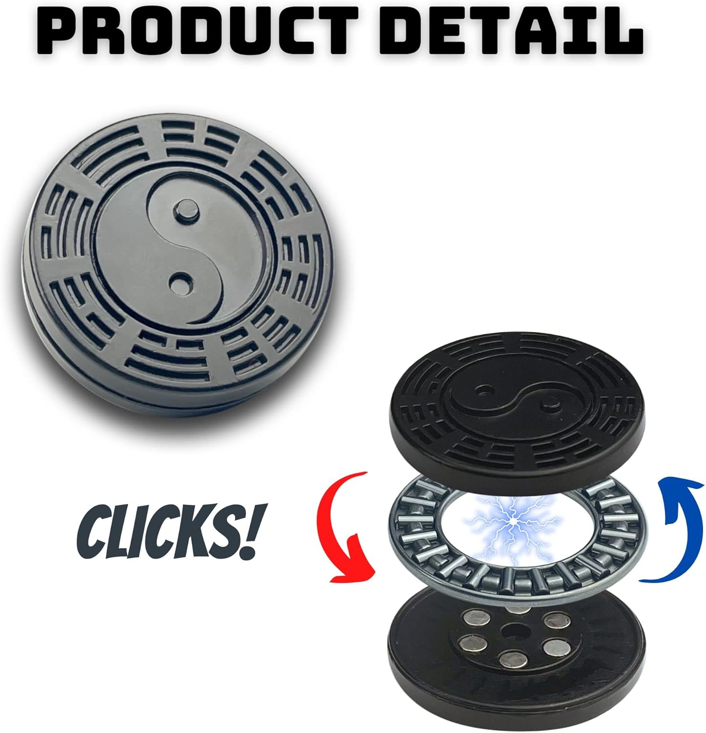 Fidget Slider Metal Haptic Toys Fidgets for Adults Anxiety Stress Relief, Prevent Alzheimer's, Clicks Fidget Slider for School Home Office(Black)