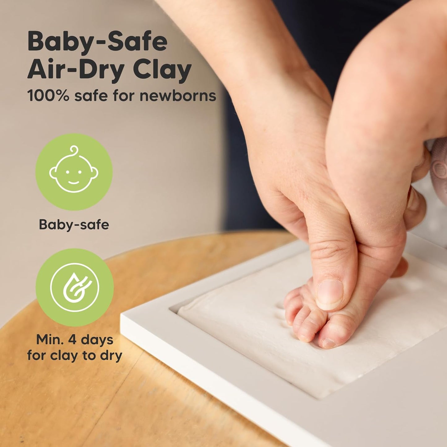 Baby Hand and Footprint Kit - Clay Handprint Keepsake Frame, Newborn Nursery Picture Frame, Personalized New Mom Gifts for Baby Shower & Registry (Sweet Pink)