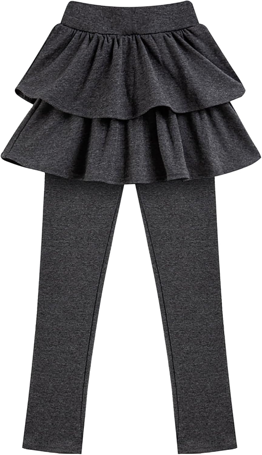 Girls School Uniform Pants Leggings with Skirts Stretch Warm Jegging 4-12 Years