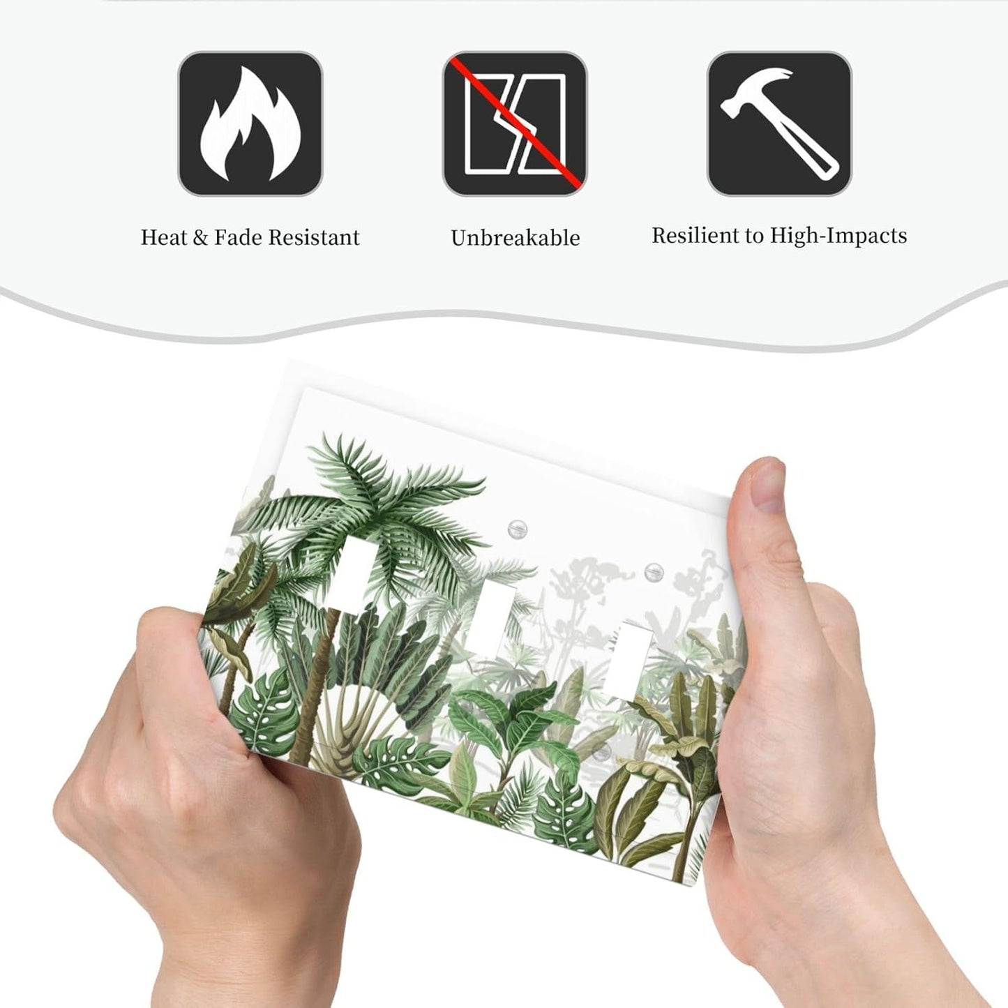 Palm Tree Banana Leaf Green Rainforest Natural Landscape Decorative Switch Plates 3 Gang Wall Plate Triple Toggle Light Switch Cover Faceplate Electrical Wall Panels for Bed Room Living Room Decor