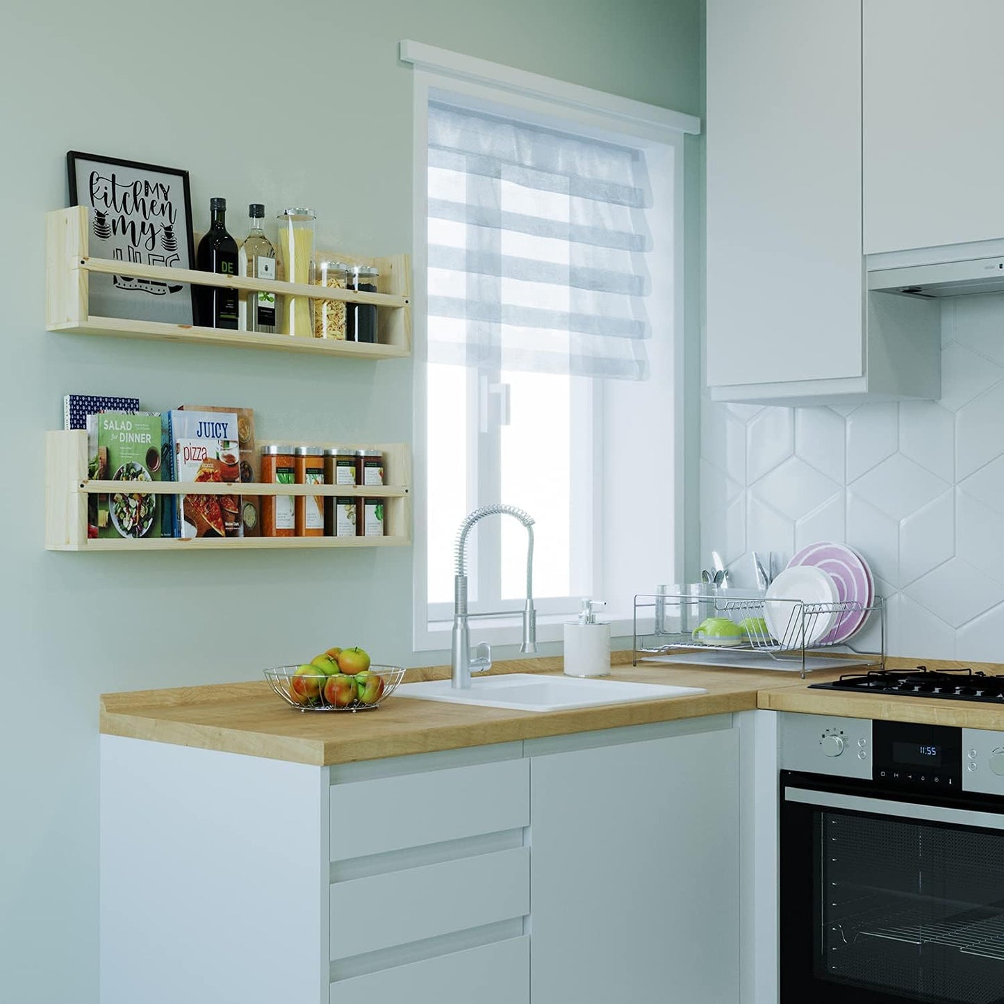 Brightmaison Polynez 30" Floating Shelves for Nursery & Kids, Set of 2 Unfinished Multiuse Wall Shelf