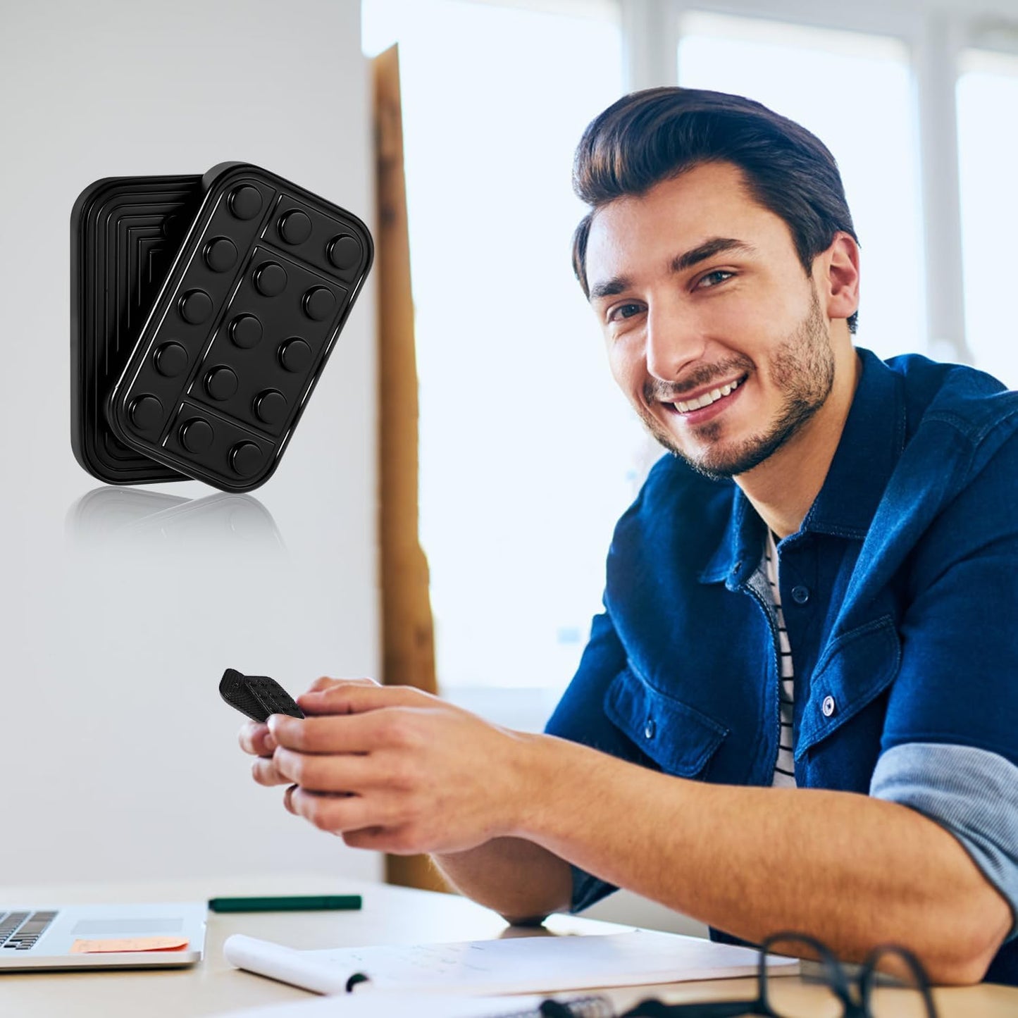 Metal Fidget Slider, Fidget Toys Slider Black Magnetic Metal Fidget Toy EDC Metal Push Slider Toys for Adults Stress Reduce Office, Home, School