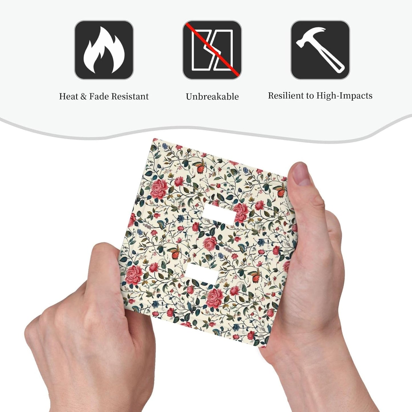 Decorative Switch Plates Vintage Flowers Rose Leaf Bird Butterfly 2 Gang Double Toggle Outlet Light Switch Cover Wall Plate Electrical Faceplate for Bedroom living Room Decor