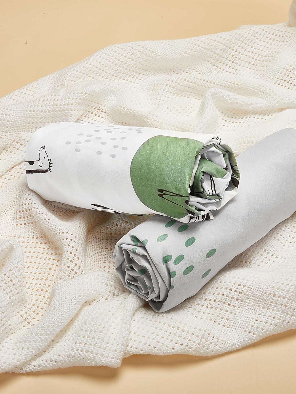 TILLYOU Baby Crib Sheets for Boys Girls, Super Soft Toddler Bed Sheets, 2 Pack Sheets for Standard Crib Mattress 28x52in, Green Giraffes