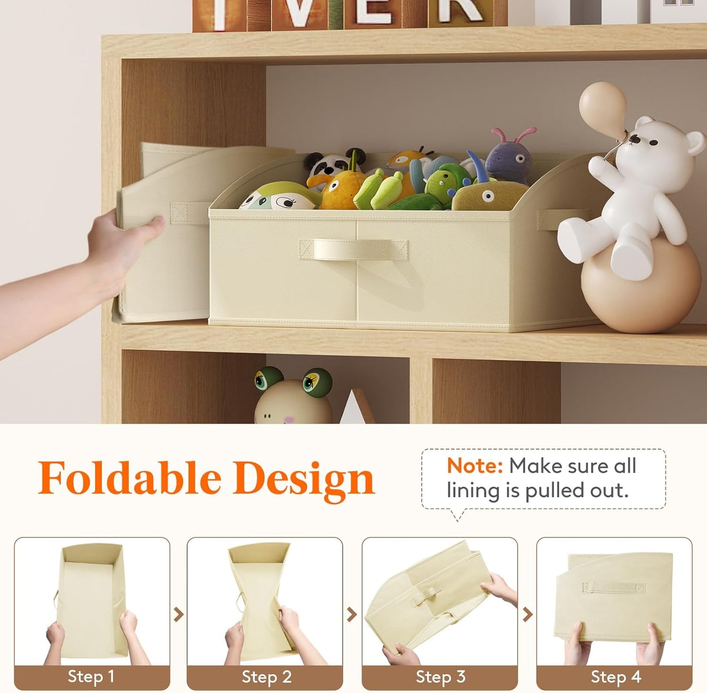 Lifewit Storage Baskets for Shelves, 6 Packs Non-woven Fabric Trapezoid Closet Organizer Bins with Handles, Foldable Clothing Containers Box for Clothes, Toy, Towel, Book, DVD, Hats, Medium-Beige