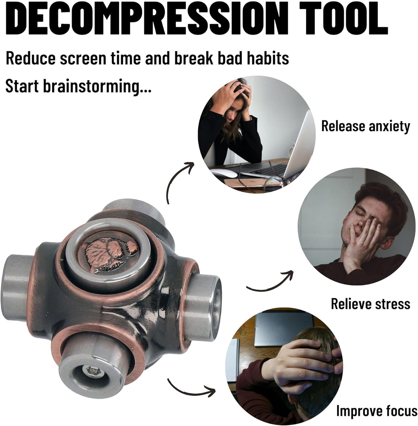 Metal Fidget Spinner, Hand Spinner Fidget Toys with Three Separate Rotation Axis for Adults Men, Infinite Rotary Spinner EDC Desk Stress Relief ADHD Birthday…