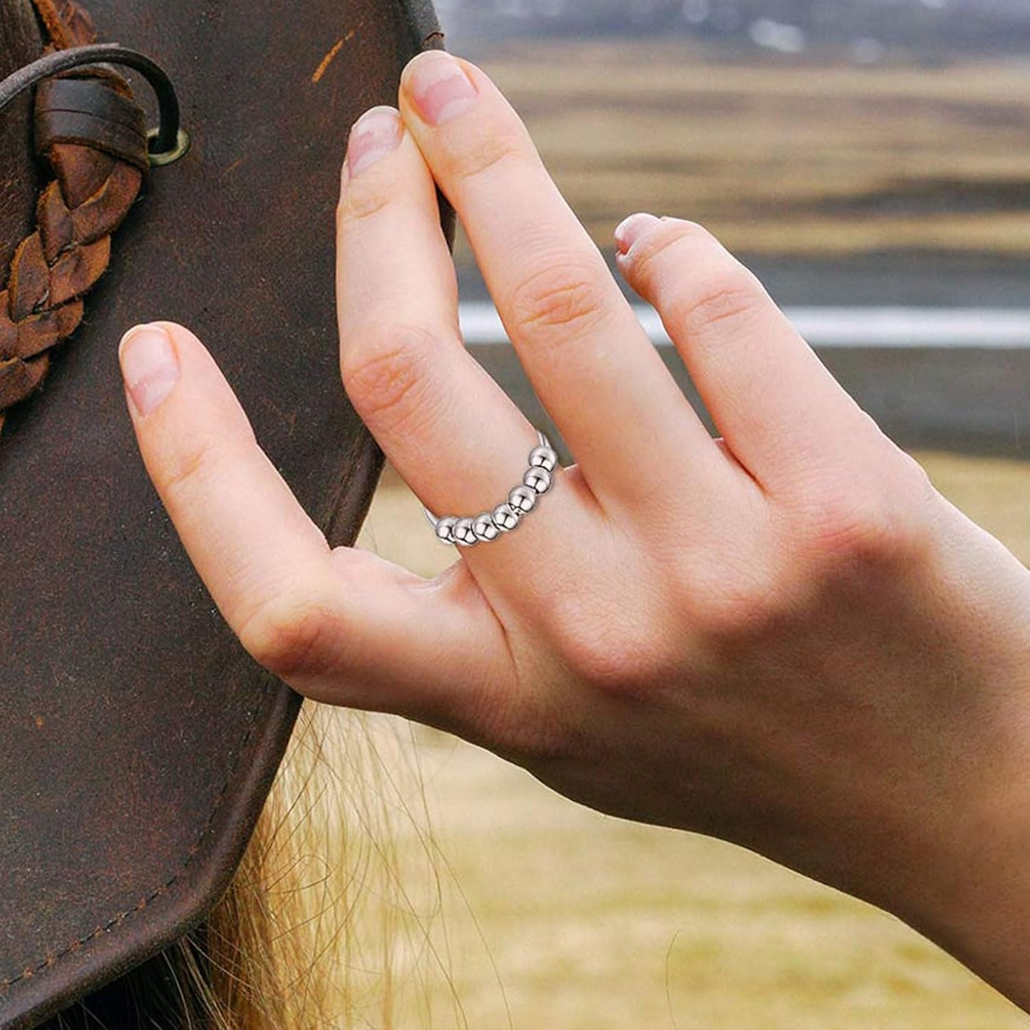 INFUSEU Funny Spinner Fidget Rings for Women Girls Anti Anxiety Stress Worry, Adjustable Size