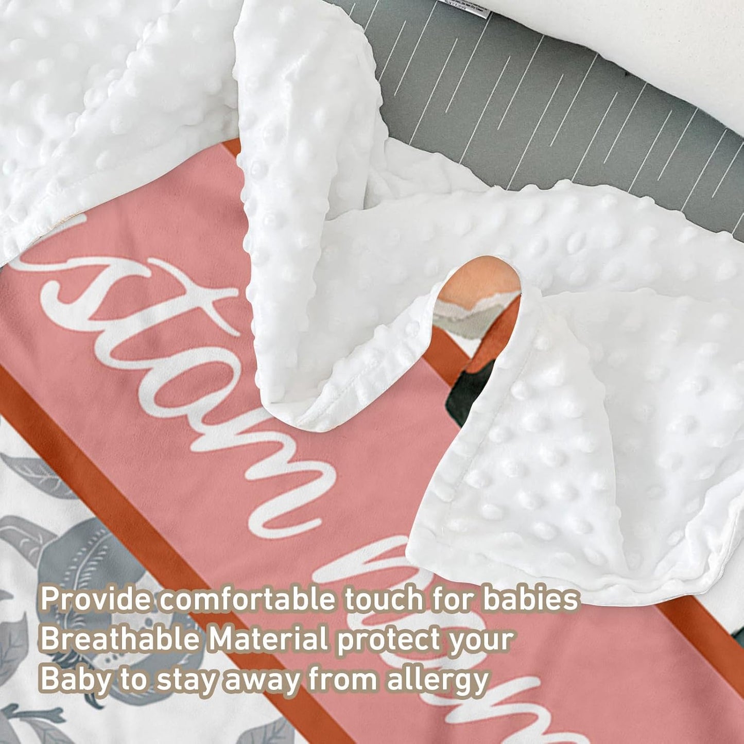 Custom Name Crib Bedding Set - Fox Theme, Personalized Nursery Bedding 3-Piece Set– Soft Blanket, Fitted Sheet, Changing Pad Cover – for Newborns Girls Nursery Gifts