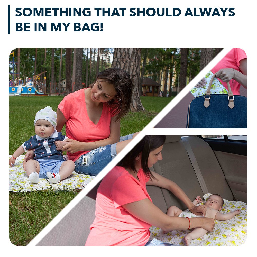 Changing Mat - Biggest Waterproof & Reusable Portable Changing Pad 25.5"x31.5" for Change Diaper in Any Places On The Go - Wipeable Compact Baby Change Cover Liner - Unisex Design for Girls & Boys
