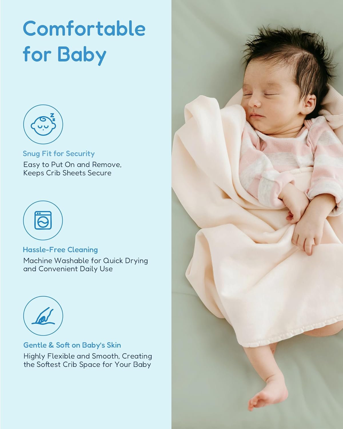 Baby Crib Sheets for Standard Crib Mattress - Green+Giraff, Soft Jersey Knit, Safe and Snug, for 28''x52''x9'' Extra Deep Pocket