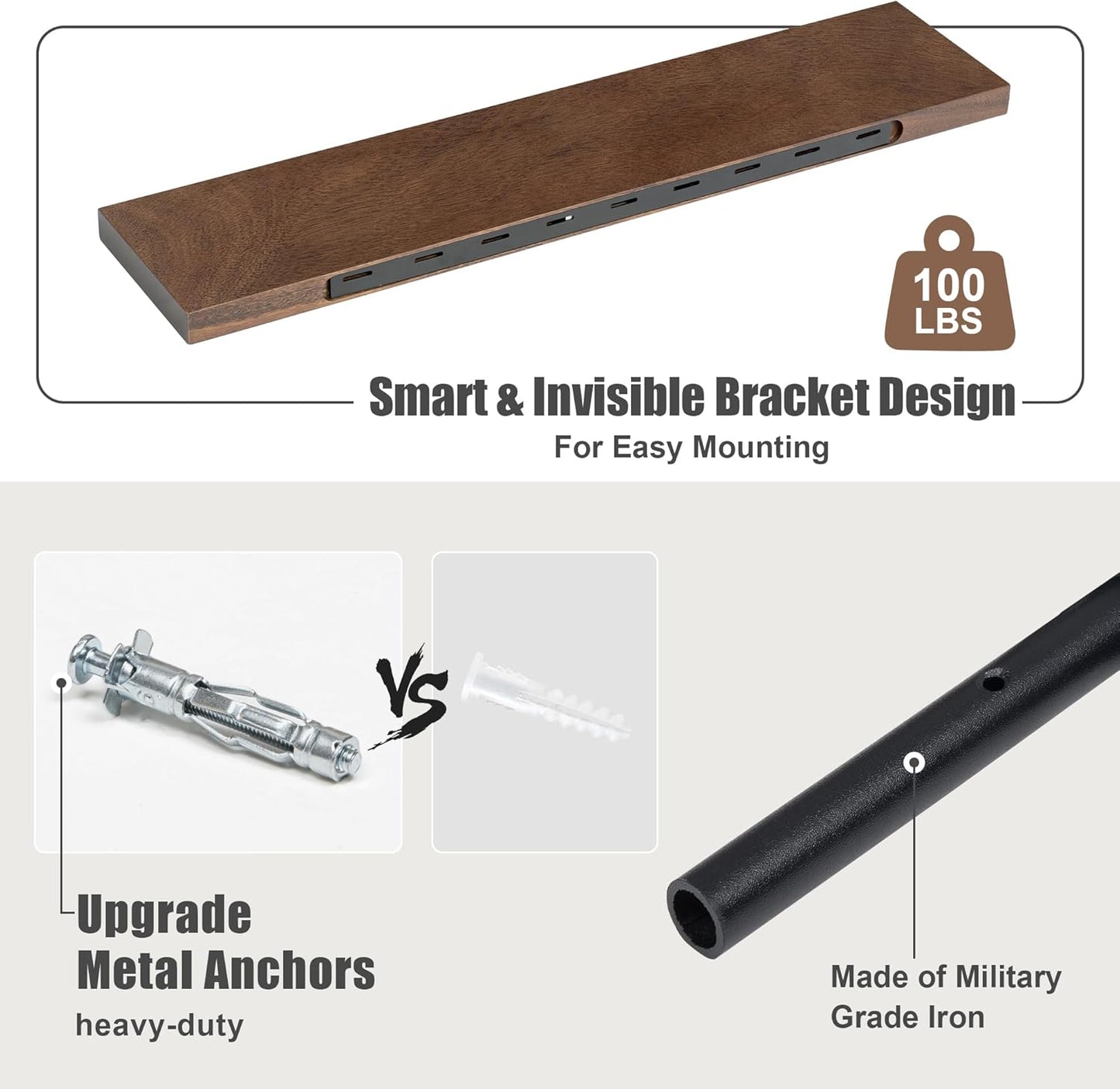 Floating Shelves for Wall, USA-Sourced Walnut Wood 48 Inch Long Wall Shelves, Natural Wooden Wall Mounted Picture Ledge Shelf, Nursery Book Storage Shelf Kids Bookshelf, Display Shelf for Bathroom