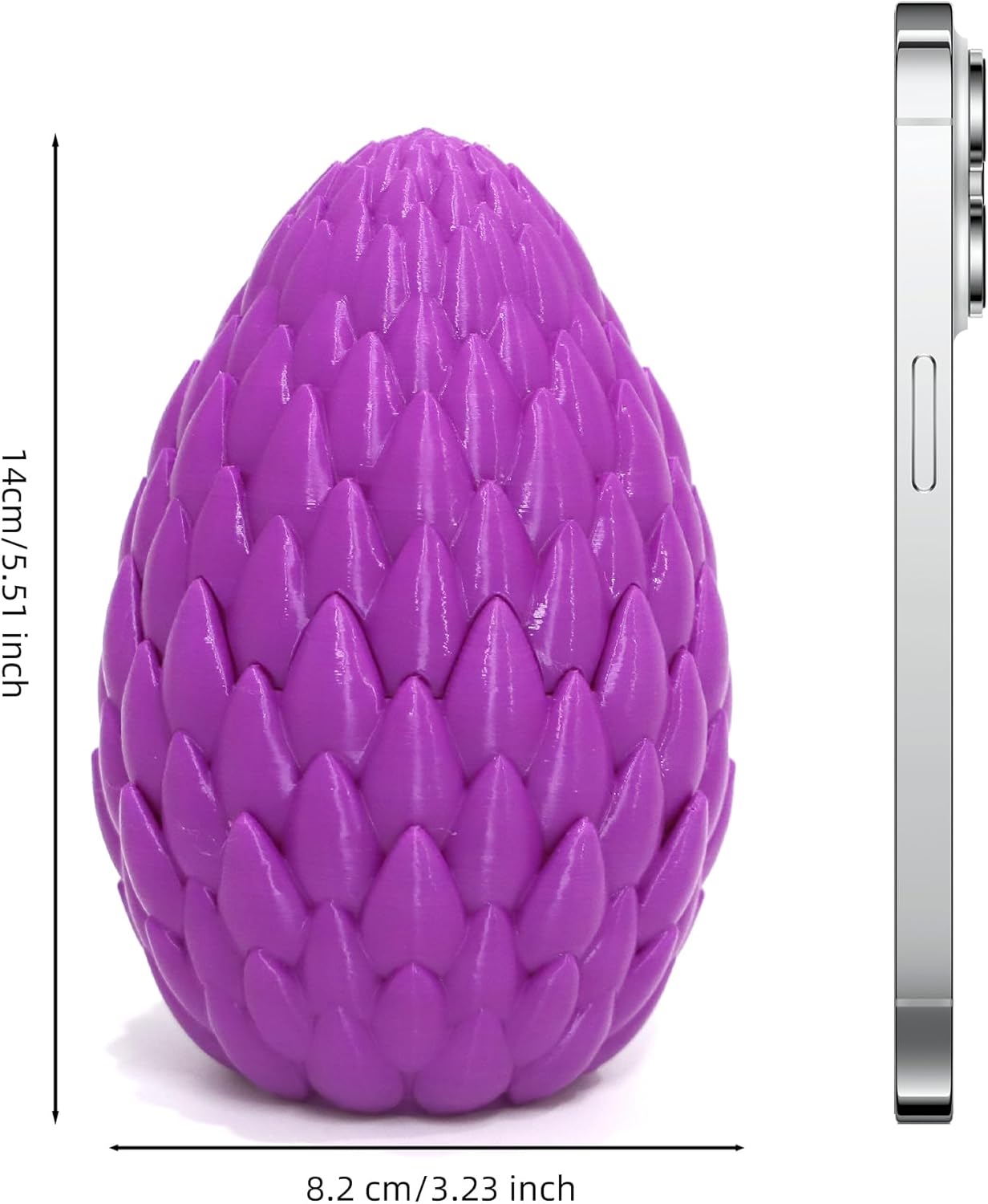Upgraded 3D Printed Flying Dragon in Egg - Surprise Egg with Flexible Winged Dragon Inside, Mystery Beautiful Fidget Toy, Birthday Gift, Desk Figure Decor (Grape Purple)