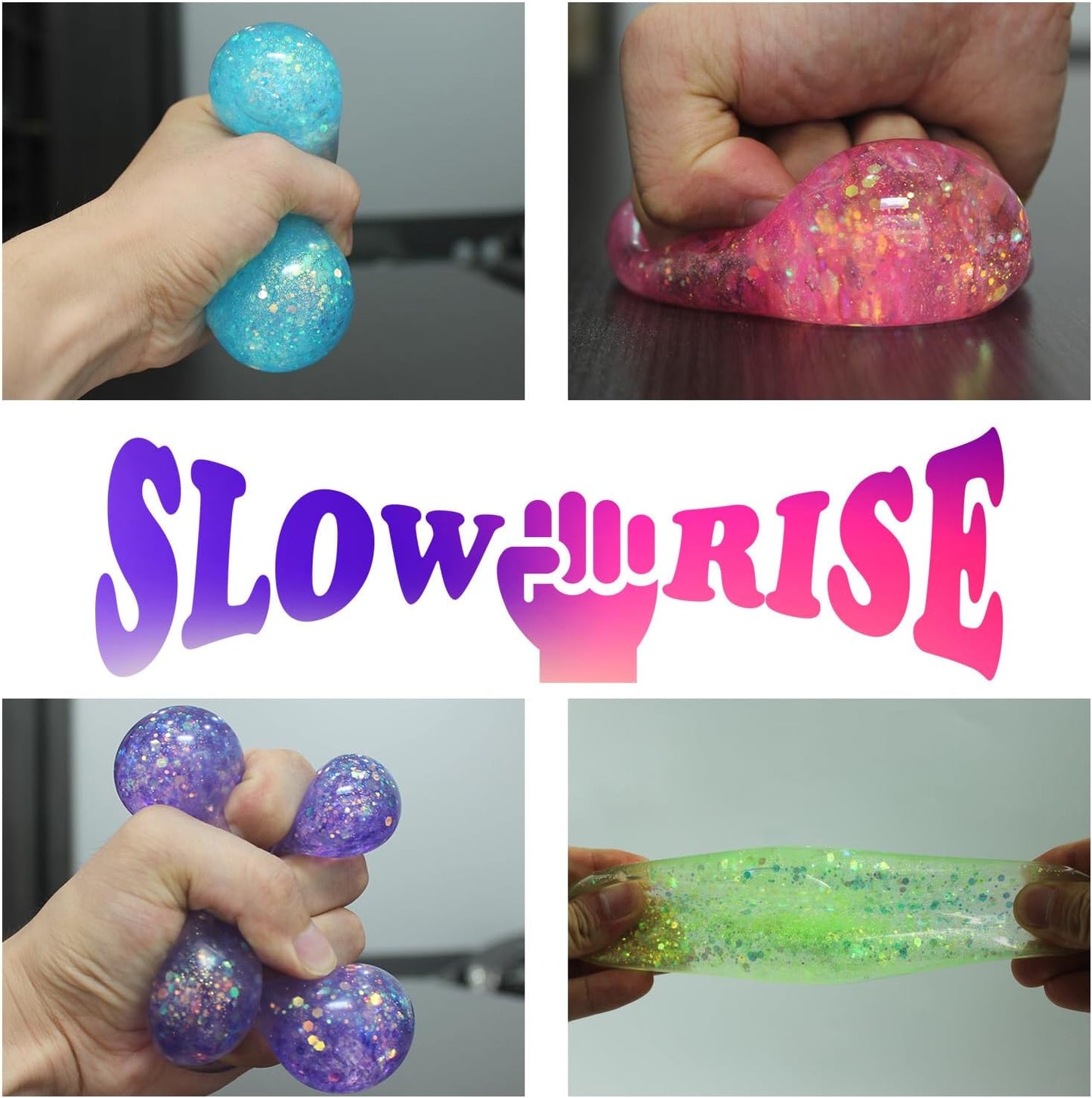 2Pack Glitter Squishy Cube - Slow Rise Nice Sugar Stress Cube Gel Stress Balls for Adults, Glitter Squishy Balls for Kids, Stress Relief/Classroom Fidget/Treasure Box Prizes(Purple)