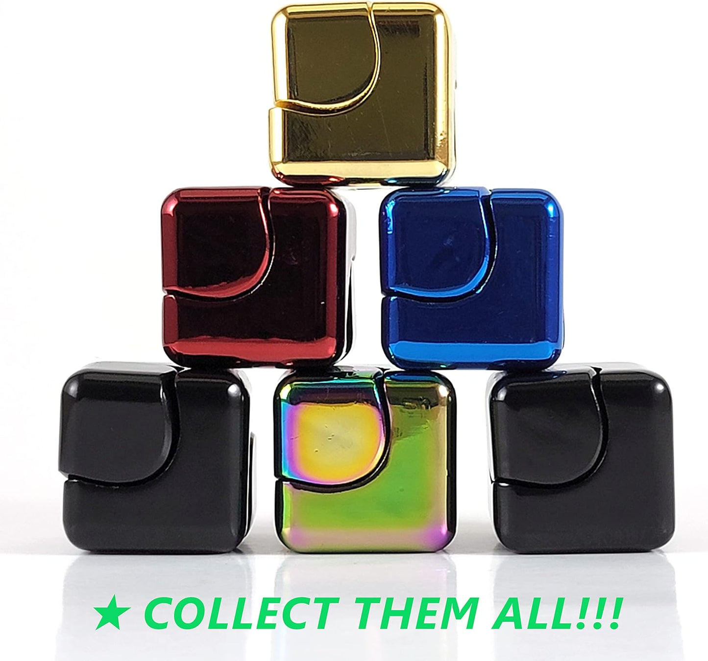 QUBI Cube Spinner 4-in-1 Spinning Toy– Helps with Anxiety, ADHD, Autism, Stress & Focus– Desktop EDC Fidgets Spinner Aluminum Alloy Build for Kids & Adults. Multi-Colored.