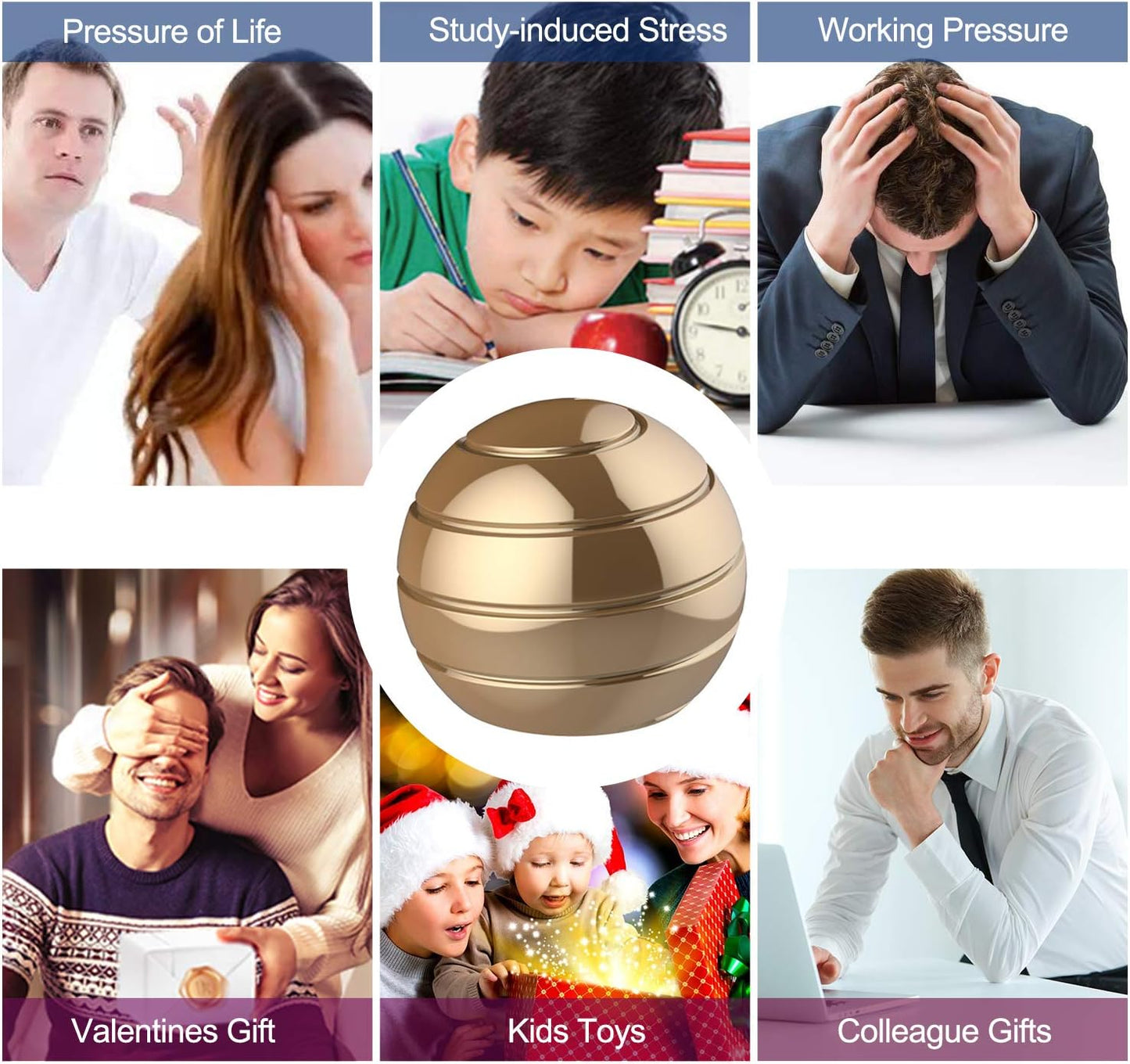 Kinetic Desk Toys,Full Body Optical Illusion Fidget Spinner Ball,Gifts for Men,Women,Kids Size 1.77"