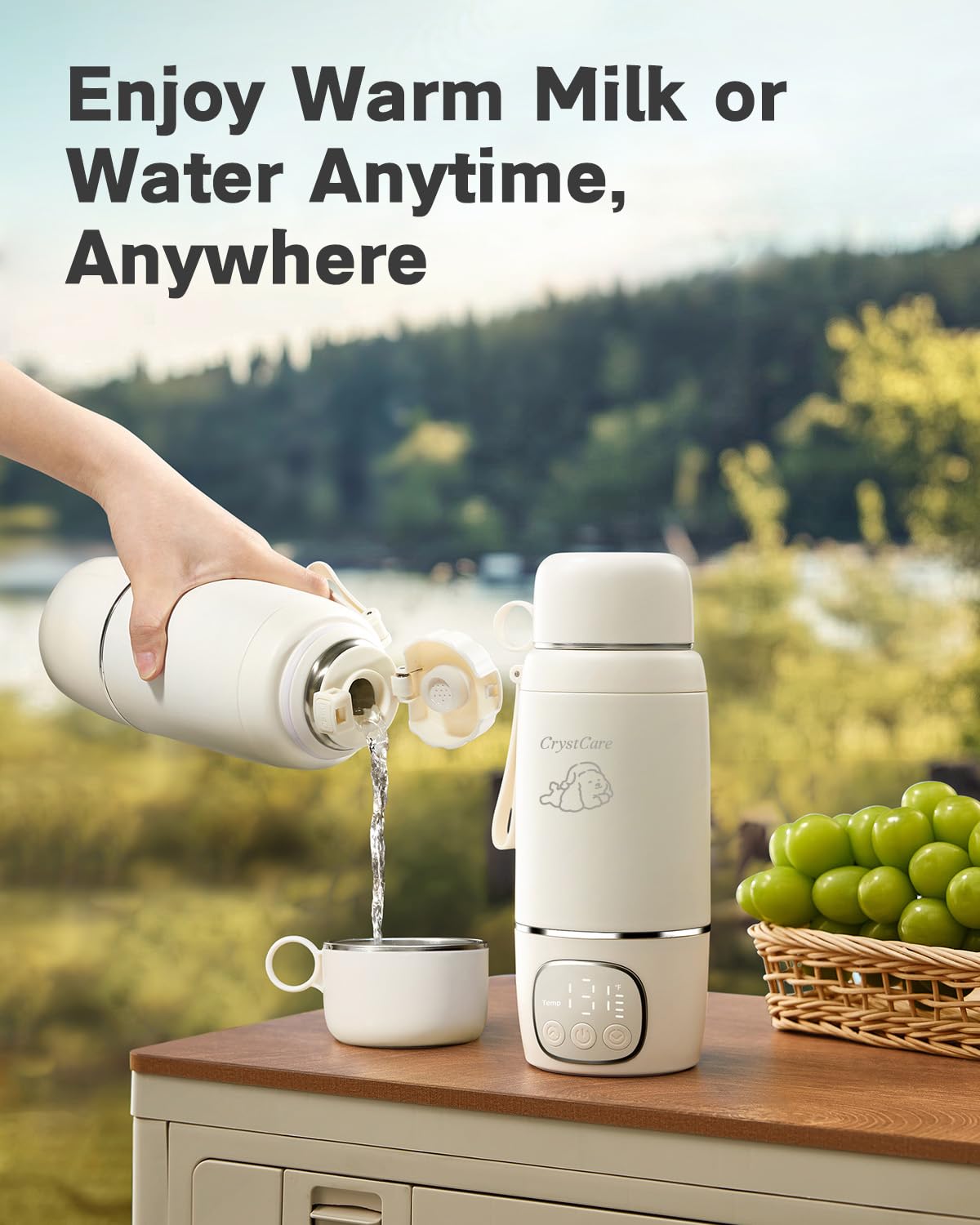 Portable Bottle Warmer for Travel - Fast Heating Breast Milk & Formula Warmer with 16,000mAh Battery, 17oz Milk Warmer for Baby on The Go,Baby Bottle Warmer for Car, Airplane(Puppy)