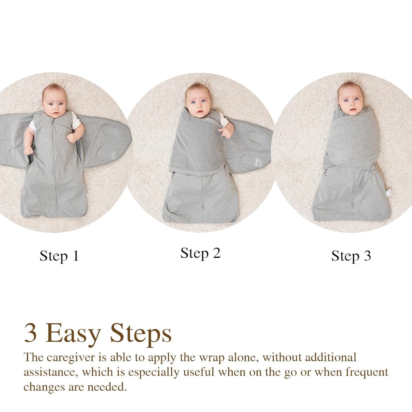 Swaddle-Blanket Baby Girl & Boy Swaddles Newborn Infant Transition 100% Cotton Wrap Blankets, 3-Way Adjustable Wearable Blanket, TOG 1.0 (Grey, 3-6 Month)