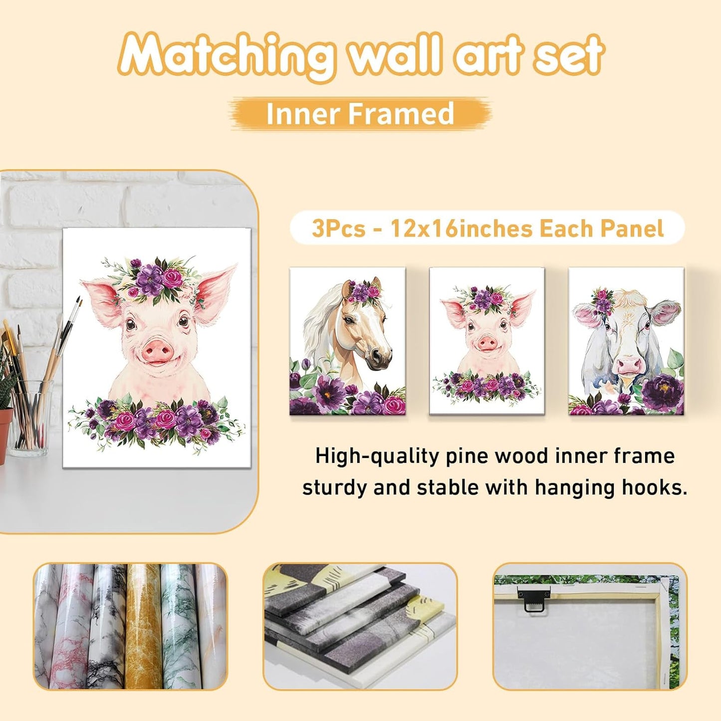 Custom Baby Crib Bedding Set, 5 Pcs Personalized Name Baby Crib Sets for Infant Toddler, Floral Horse Nursery Bedding Set for Baby Girls, Double Layer Baby Bedding Sets, Gifts for New Parents