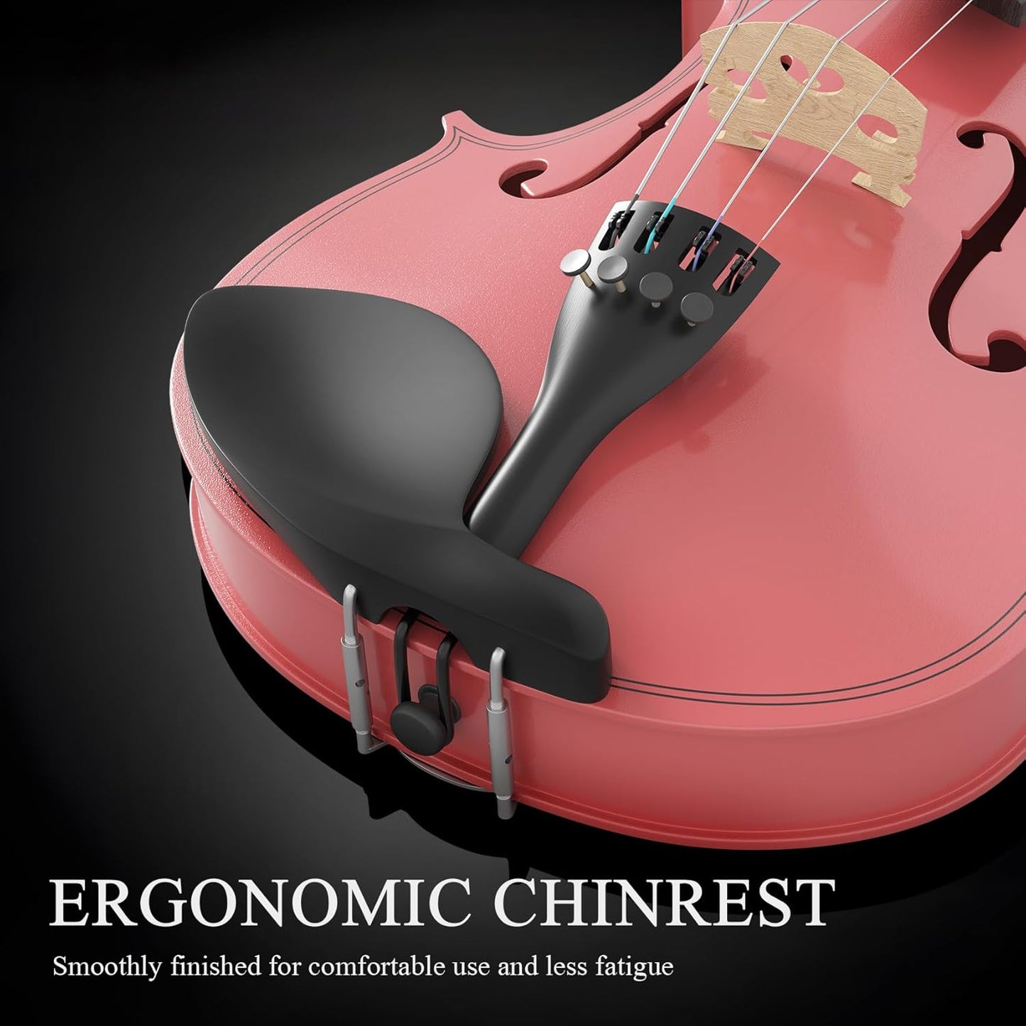 1/2 Beginner Violin Set,Complete Violin Kit with Case, Bow, Rosin, Pink