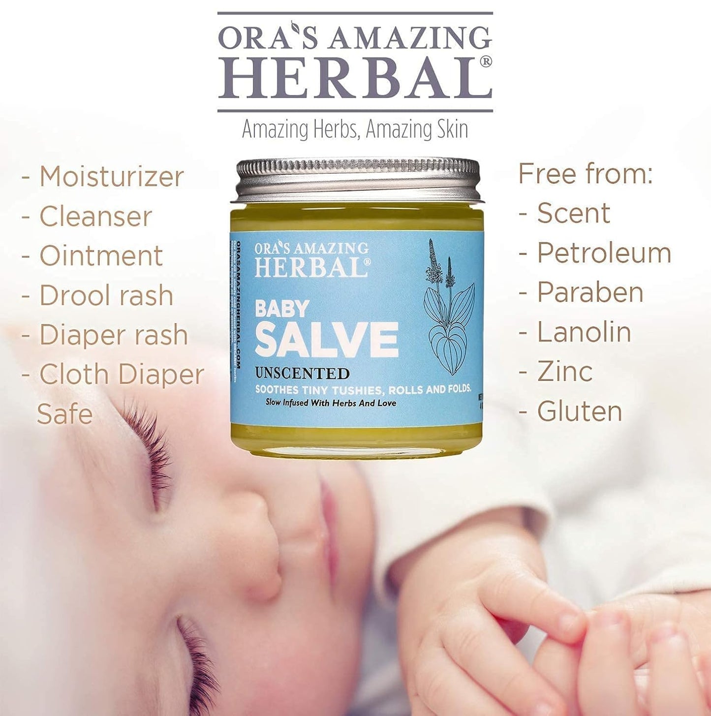 Baby Salve, Diaper Balm Ointment, Newborn Salve, Natural Baby Cream with Calendula, 1 oz Travel Size, Ora's Amazing Herbal