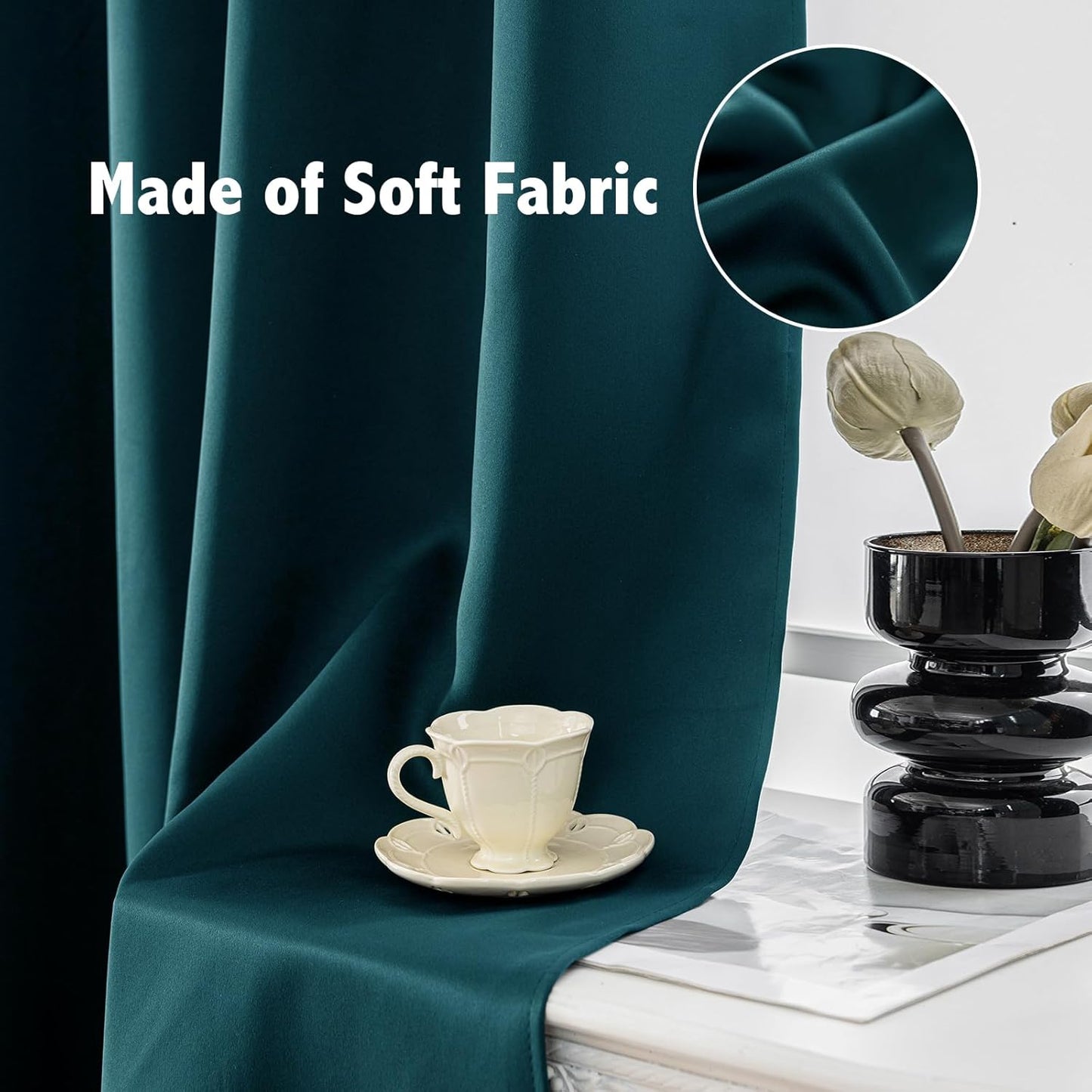 Anytime 100% Blackout Curtain Set, Thermal Insulated & Energy Efficiency Window Draperies for Guest Room, Full Shading Panels for Shift Worker and Light Sleepers(Greyish Blue, 2 Panels, 70W x 84L)