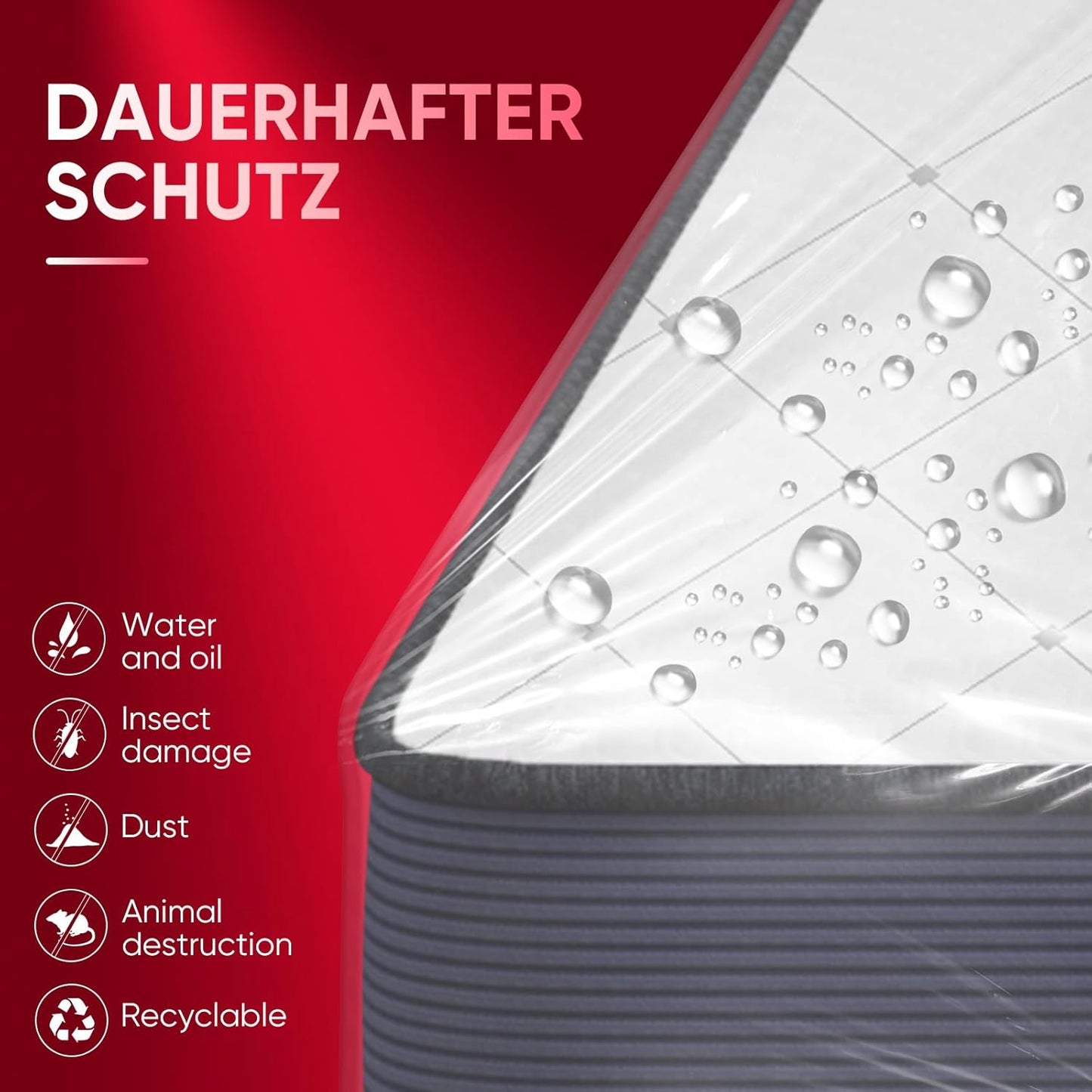 ZCHENBS® – Mattress Bags for Moving and Storage,Mattress Bag with Zippers,5 Mil Ultra-Thick Bed Bag,Waterproof,Anti-Tear,Heavy-Duty Mattress bag (Transaparent/Red, Queen-(1 Pack))