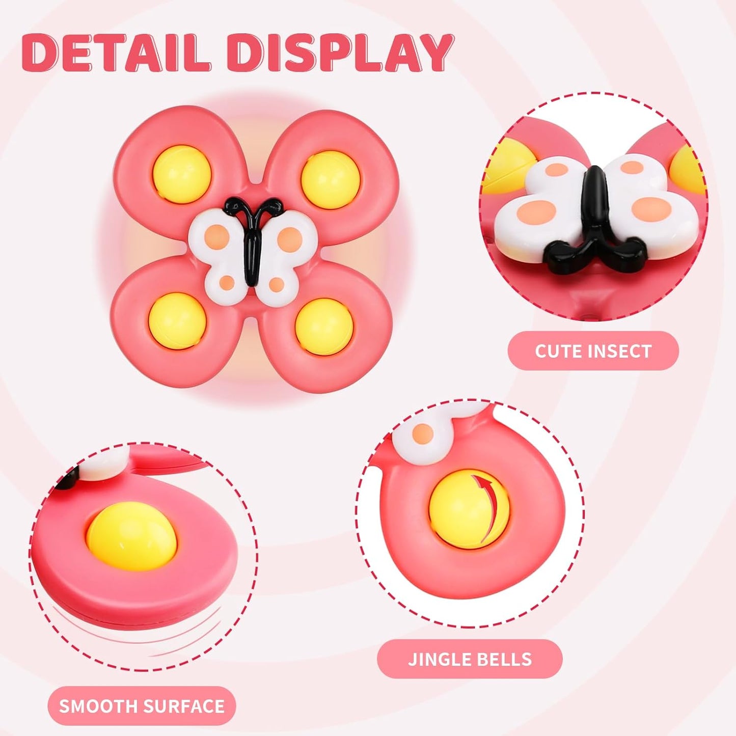 3pcs Suction Cup Spinner Toy for Baby 12-18 Months Baby Travel Fidget Sensory Toys for Toddlers 1-3 Bath Toys for 2 Year Old First Birthday Gifts for 1 Year Old Boys Girls