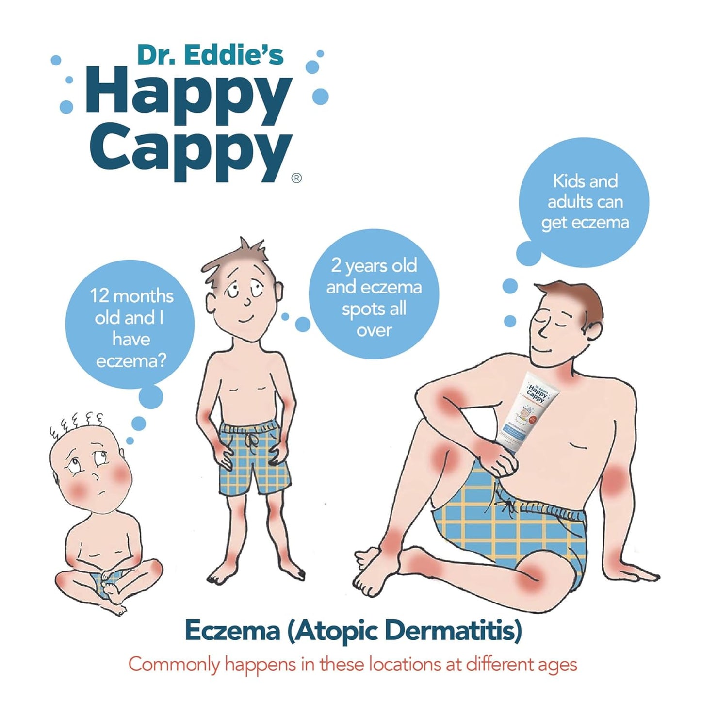 Happy Cappy Baby Shampoo and Body Wash - Shampoo & Body Wash for Eczema-Prone Skin, For Infants, Toddlers, & Kids, Reduces Itching and Redness, Dermatologist Tested, Fragrance Free - 8 fl oz