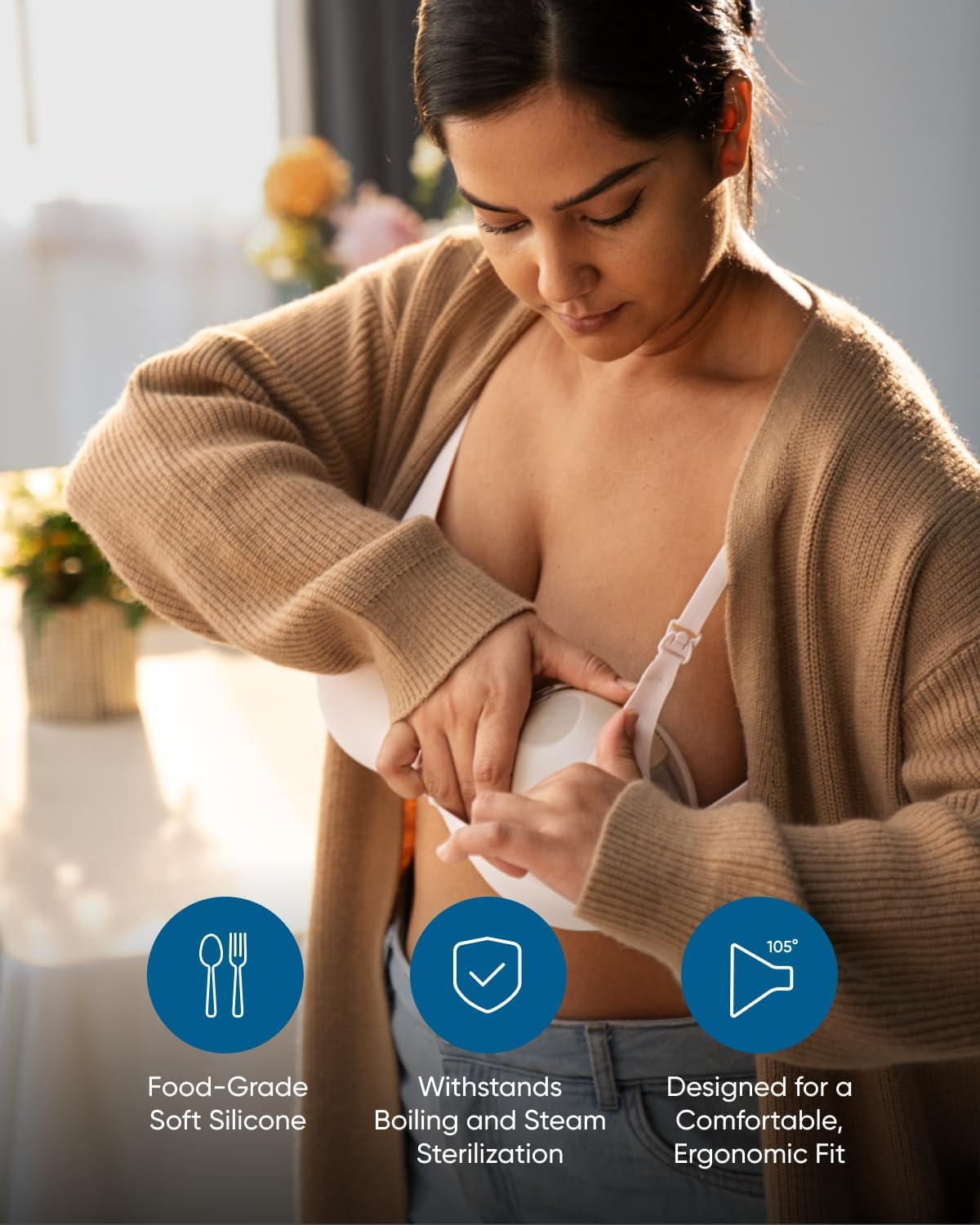 eufy Original 27mm Flange (2-Pack), Replacement Accessories for Wearable Breast Pump E20/S1/S1 Pro, HeatFlow™ Technology, Food-Grade Silicone, Durable, Comfortable, Ergonomic Fit