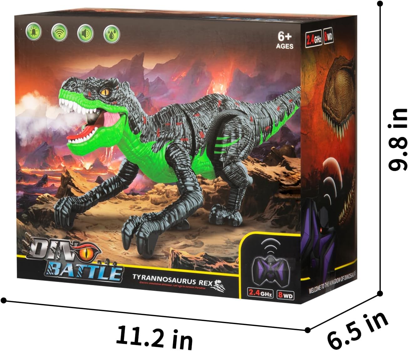 TEMI Large Remote Control Bionic Dinosaur Toy for Kids 3-12, Realistic Mist Spray Electric Walking Jurassic T-rex, RC Dino Robot Toy with Light & Roar, Gift for Toddlers Boys Girls 4-7