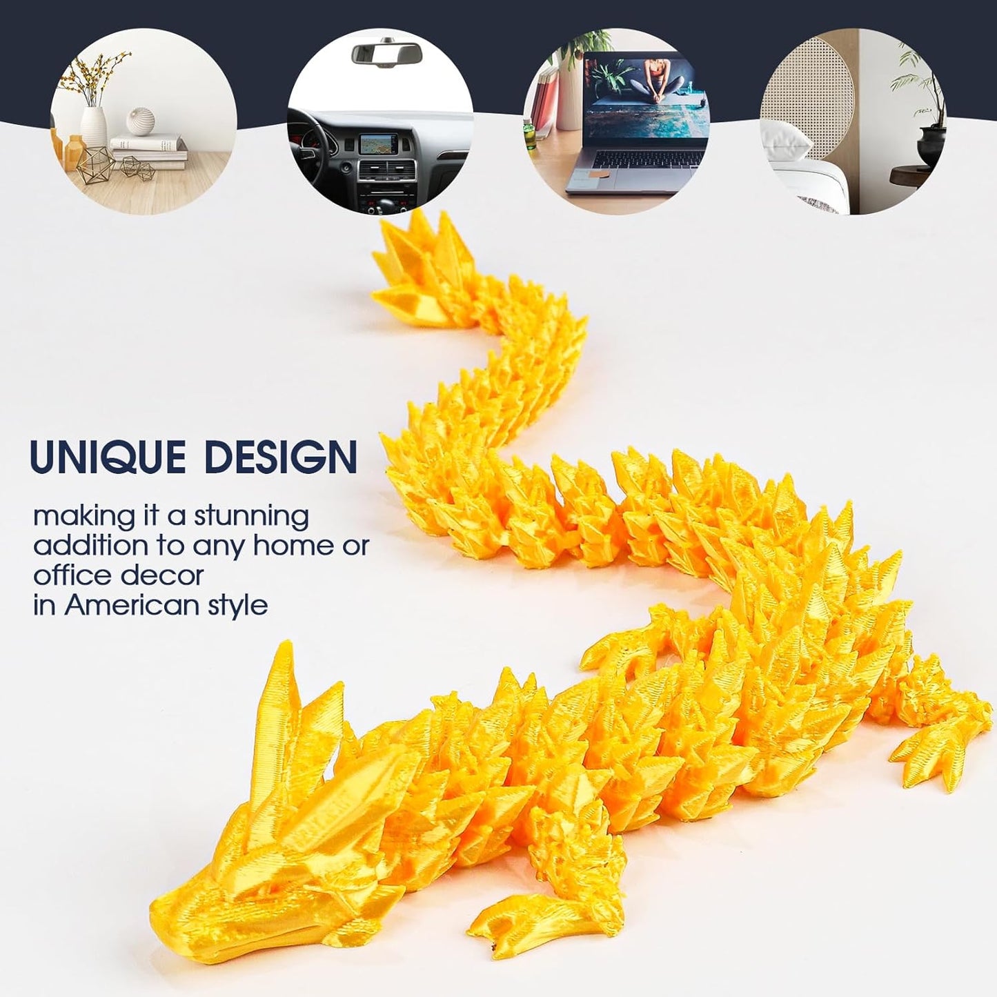 3D Printed Dragon Egg with Dragon Inside,12 Inch 3D Printed Dragon Egg Fidget Toy,Home Office Decor Executive Desk Toys for Autism/ADHD (Laser Yellow Green)