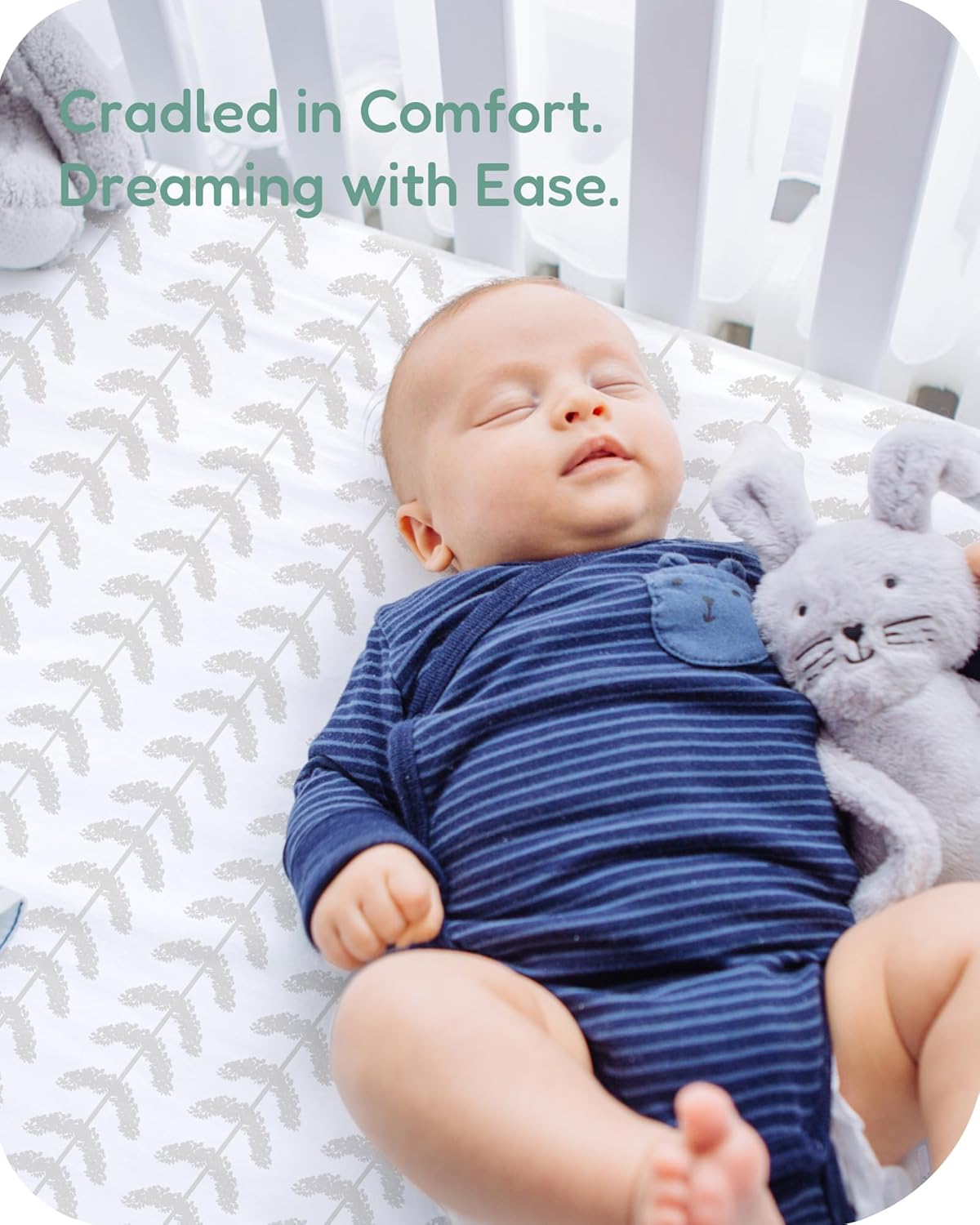 Baby Crib Sheets Boy Girl for Standard Crib Mattress - Beige Trees&Leaf, Breathable and Snug, Fits 28''x52''x9'' Extra Deep Pocket