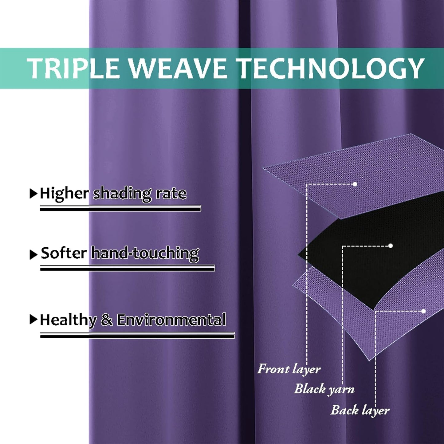 NICETOWN Lilac Purple Full Shade Curtain Panels, Pair of Energy Smart & Noise Blocking Out Blackout Drapes for Dining Room Window, Thermal Insulated Guest Room Lined Window Dressing, 55 x 78 inch