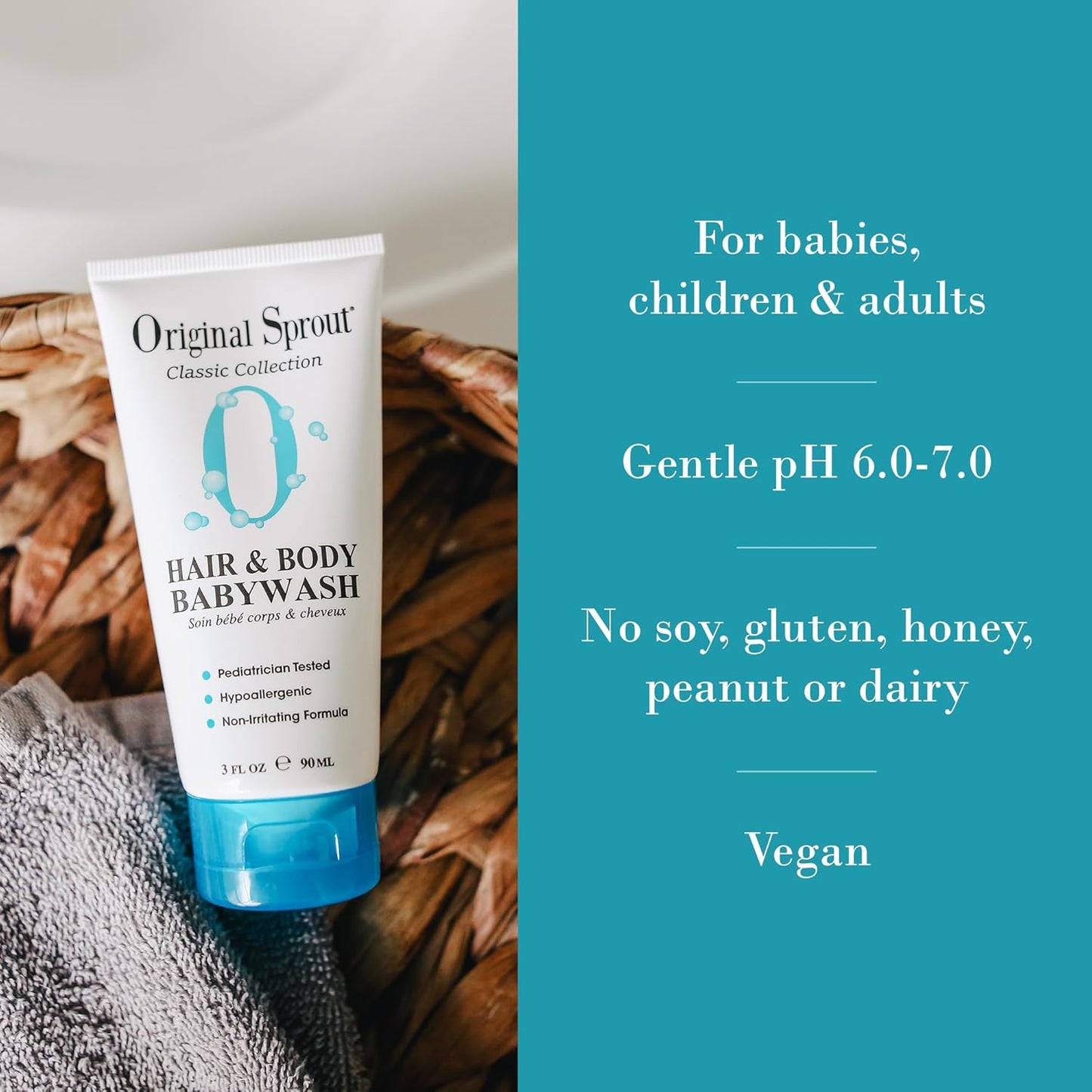 Original Sprout Baby Shampoo and Body Wash, Hypoallergenic Formula with Organic Calendula & Rosemary for Sensitive Hair & Skin, 32 oz. Bottle