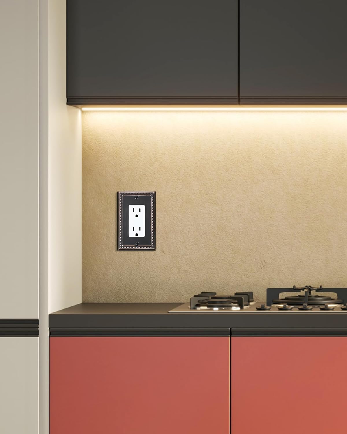 4-Pack Decorator Outlet Cover Plate, Decorative Switch Plates and Outlet Covers, Aged Bronze Metal Wall Plates for Electrical Outlets, Receptacle, GFCI Outlet, Dimmer Switch