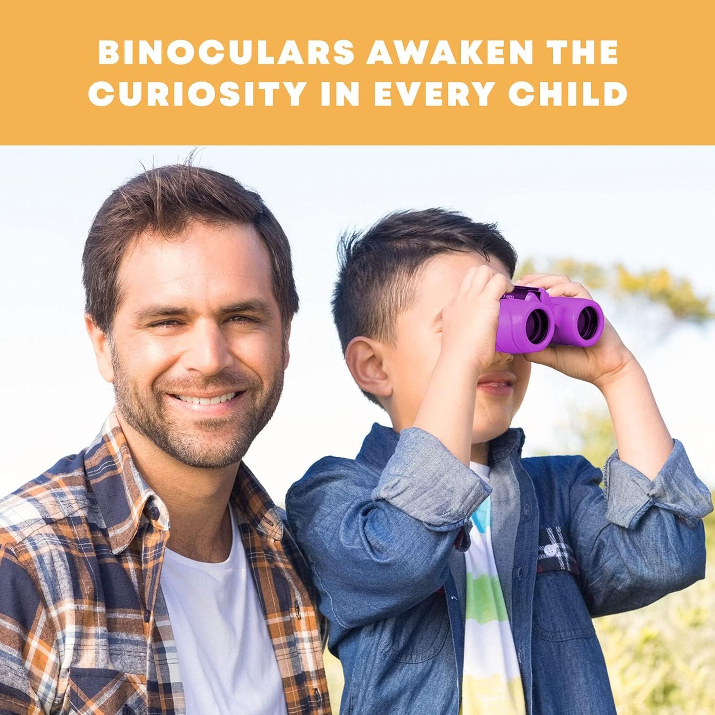 Promora Binoculars for Kids, Set with Magnifying Glass & Compass Purple - Perfect Toy for Little Boys and Girls, Kids Binoculars for 3-12 Years Boys and Girls Present for Toddler