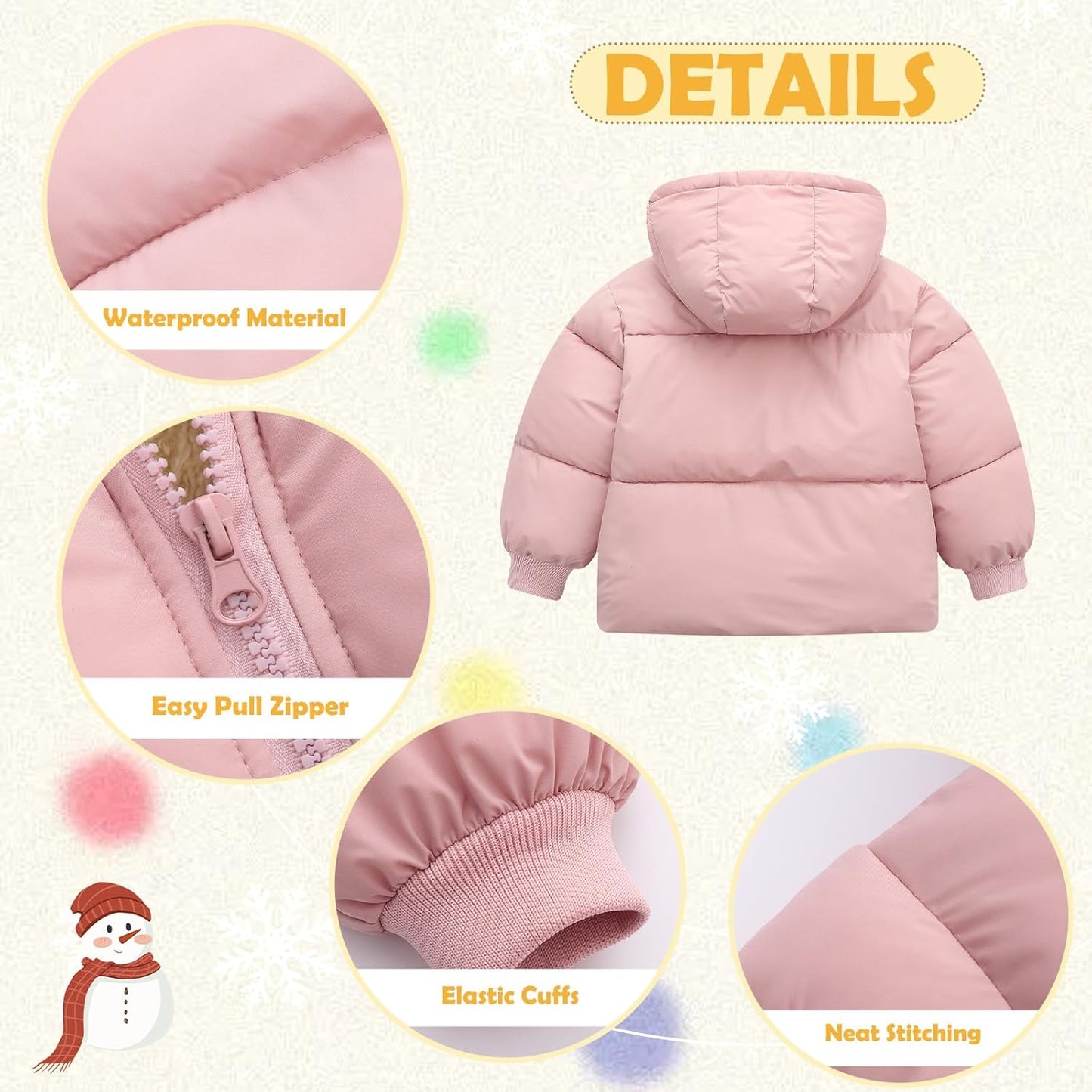 UNICOMIDEA Baby Winter Coat with Hooded Toddler Boys Girls Puffer Jackets for 12M-5T
