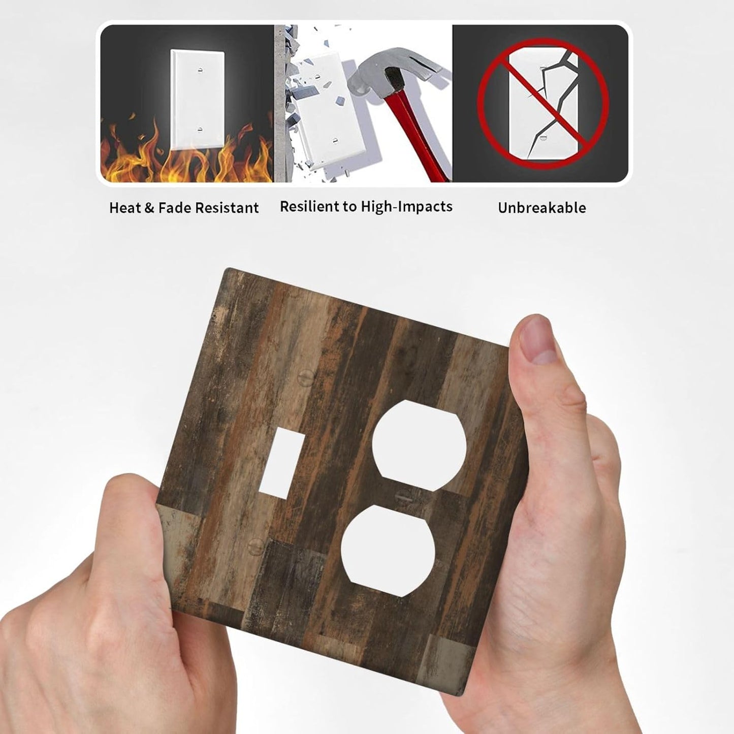 Rustic Brown Wood Grain Dark Oak Wallplates 1 Toggle 1 Duplex Switch Plate Electrical GFCI Faceplate Decorative Light Switch Covers for Farmhouse Home Decor