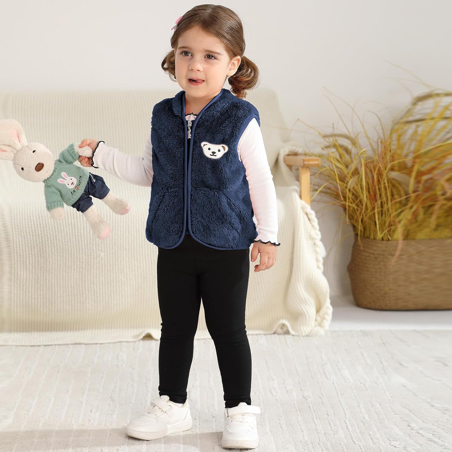 Baby Boys Girls Fleece Vest Zip Up Cute Bear Jackets Fuzzy Fall Winter Warm Clothes Newborn Outwear for Toddler Infant