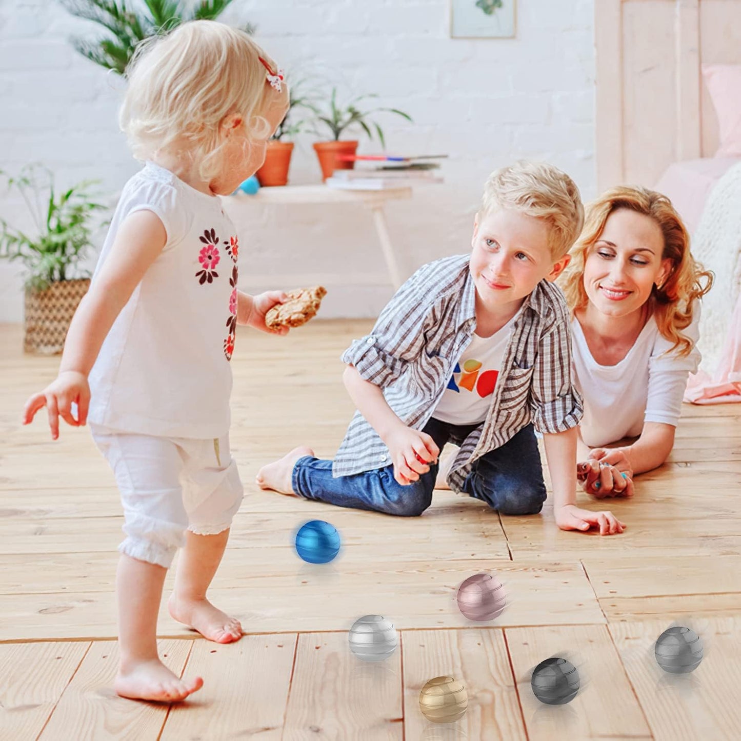 6 Pack Kinetic Spinning Desk Toy Bulk Basket Stocking Stuffers for Kids, Metal Fidget Spinner Ball, Optical Illusion Desktop Fidget Spinner Toys, Gifts for Women, Men, Kids and Adults