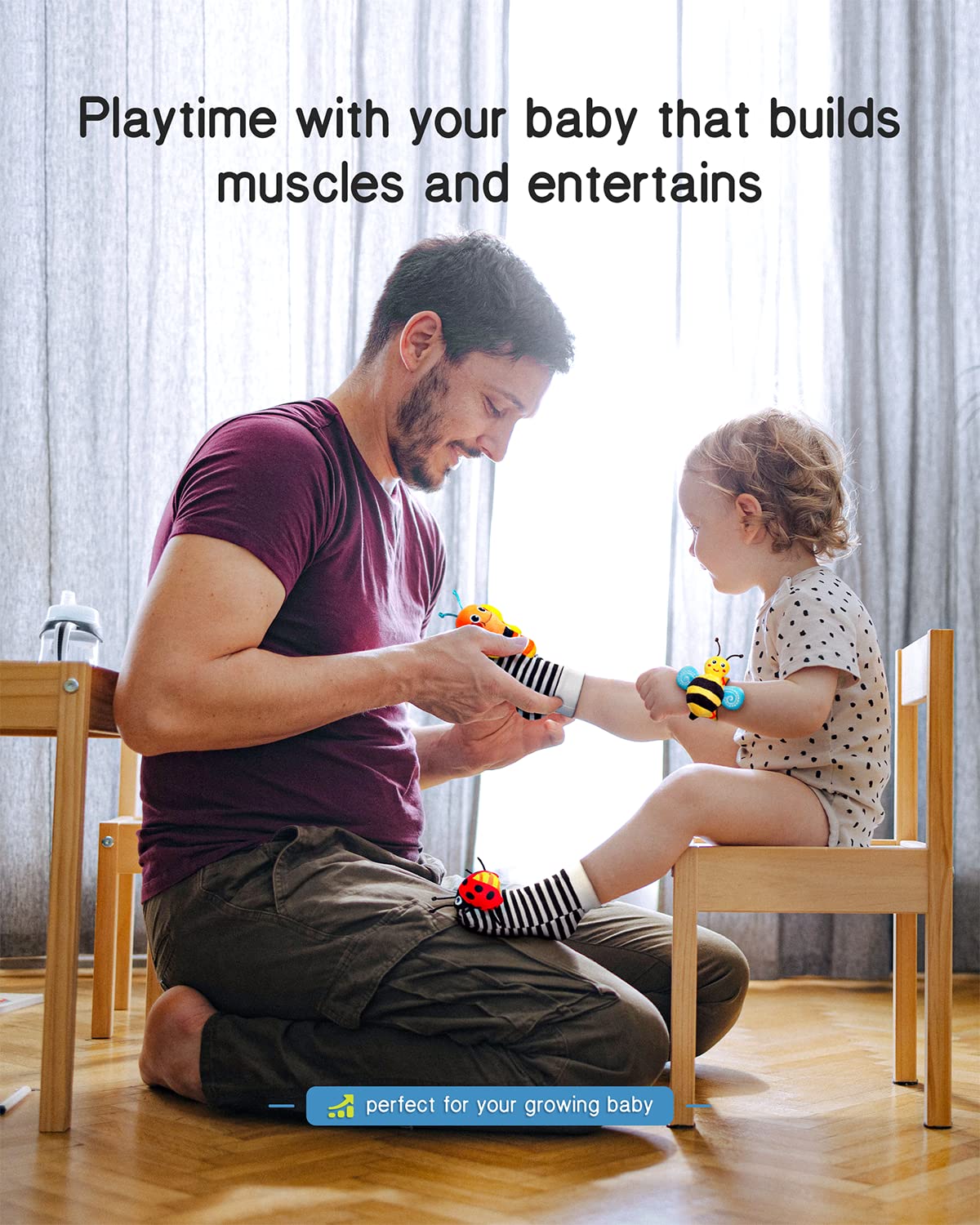 Infinno Baby Wrist Rattle Socks and Foot Finder Set, Perfect Baby Toys for 0-12 Months Newborn Boys and Girls As Shower Gifts, Garden Bug Series