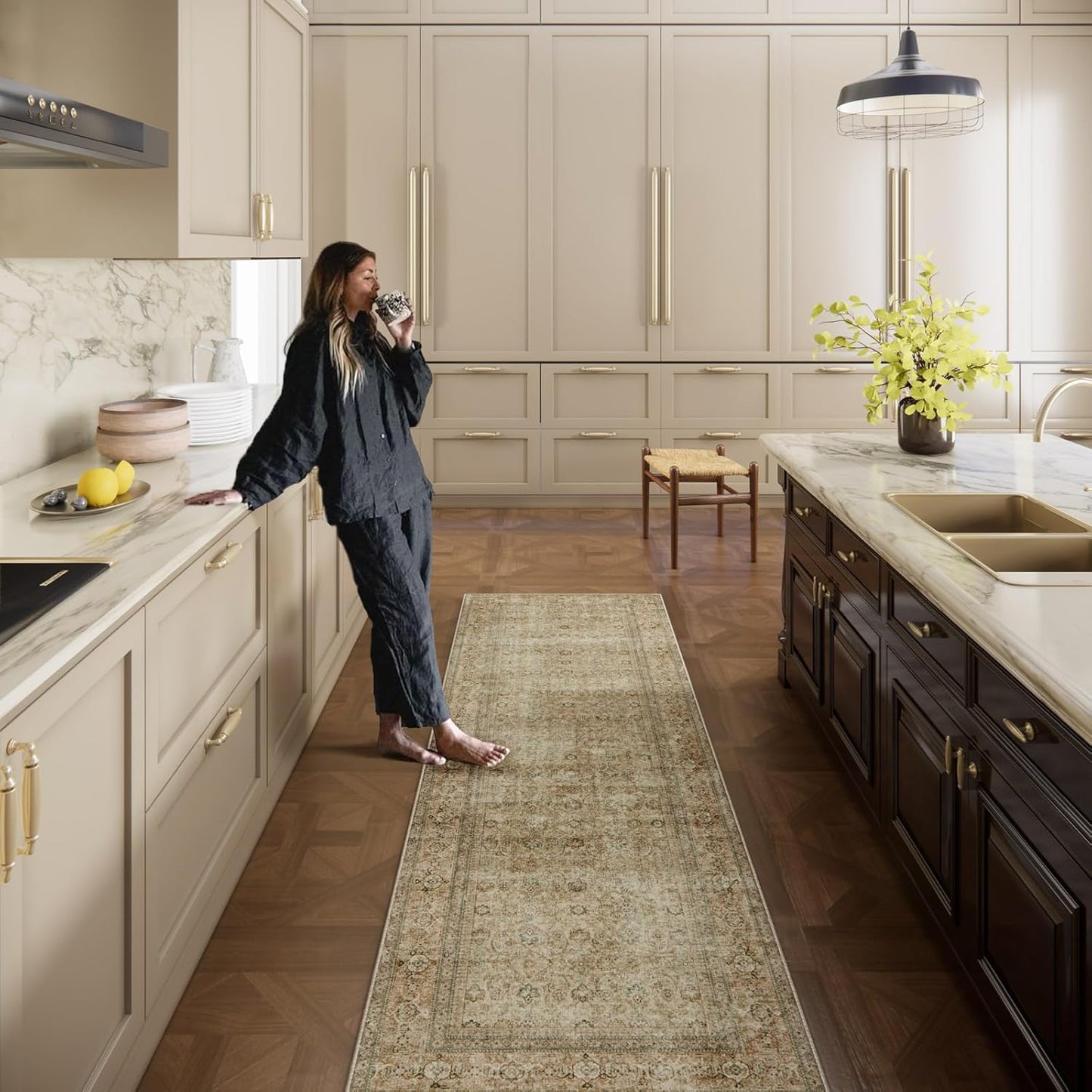 Washable Runners for Hallways Kitchen Rug: 2'6"x8' Runner Rugs Stain Resistant Non Slip Low Pile Soft Carpet Runners for Hallways Bedroom Kitchen Entryway Indoor Beside Bathroom Laundry Room