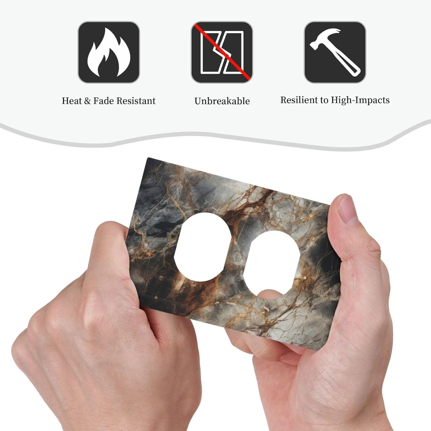 Brown Marble Granite Golden Lines Print Outlet Covers 1 Gang Duplex Light Switch Cover Decorative Switch Plates Electrical Receptacle Faceplate Wall Plate for Bathroom Kitchen Decor