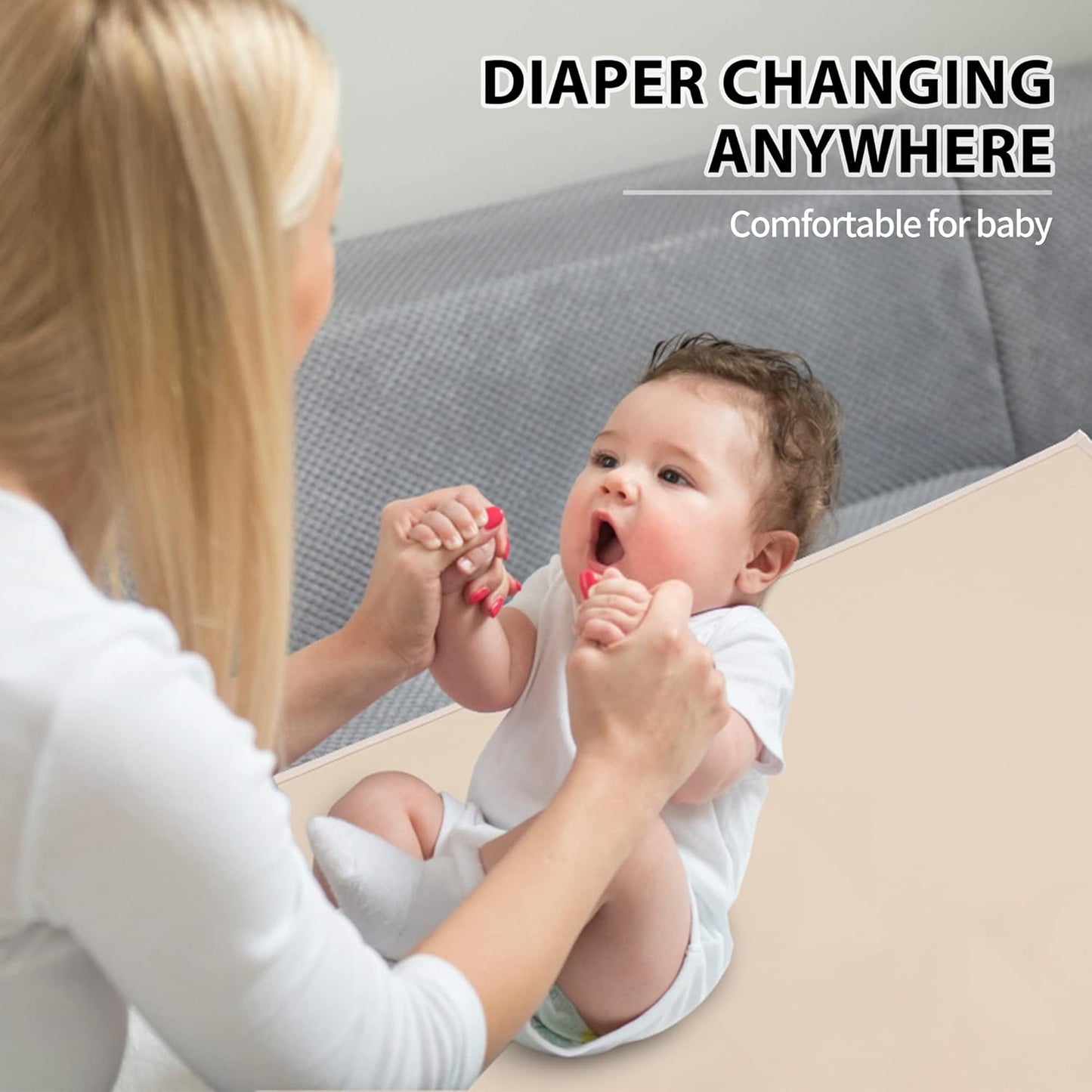 Vegan Leather Baby Changing Mat - Wipeable Portable Changing Pad, Foldable Travel Changing Mat for Baby, Newborns Toddlers Shower Gifts (Apricot,20"*28")