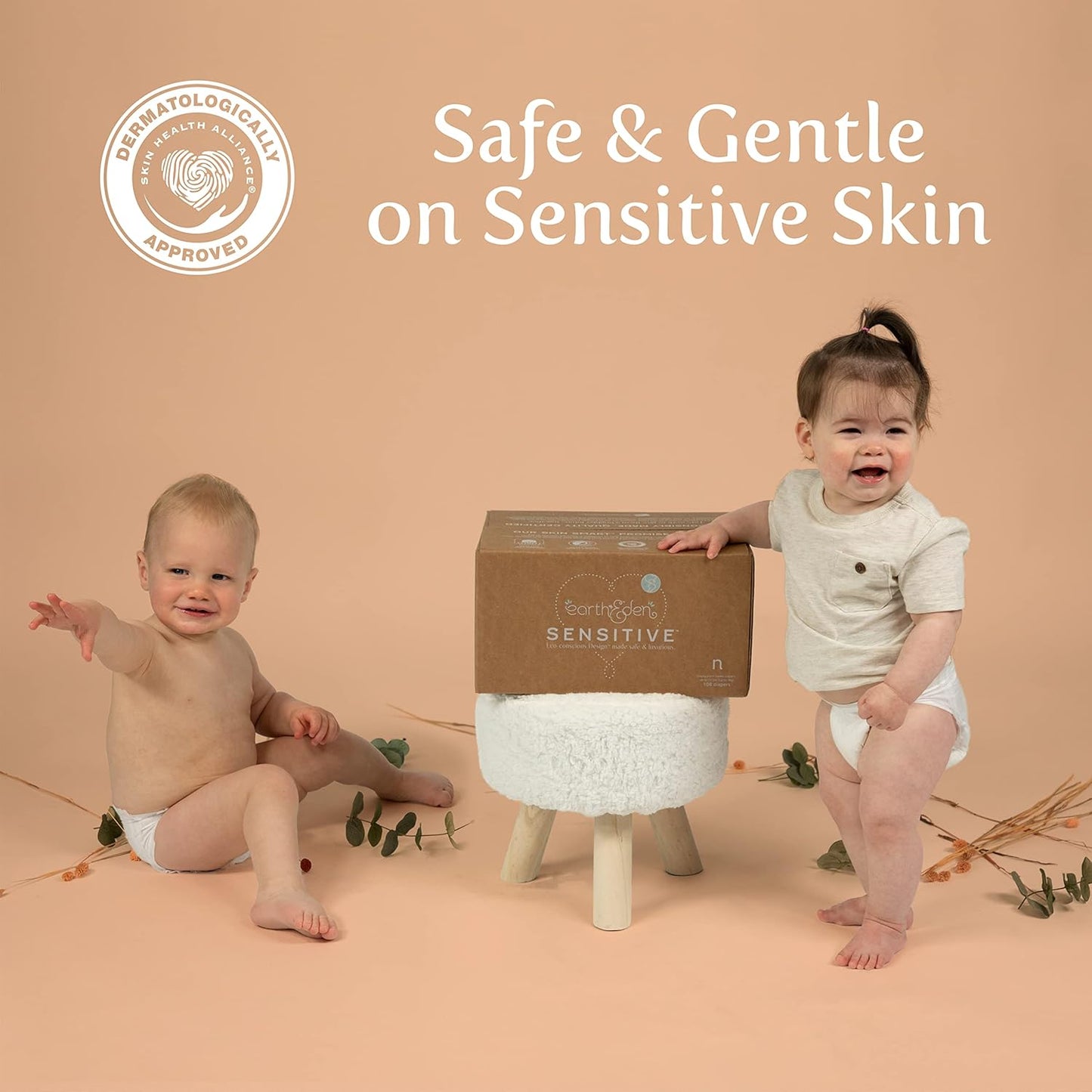 Earth & Eden Sensitive | Eco-Conscious & Hypoallergenic Diapers | Size 2 | 204 Count