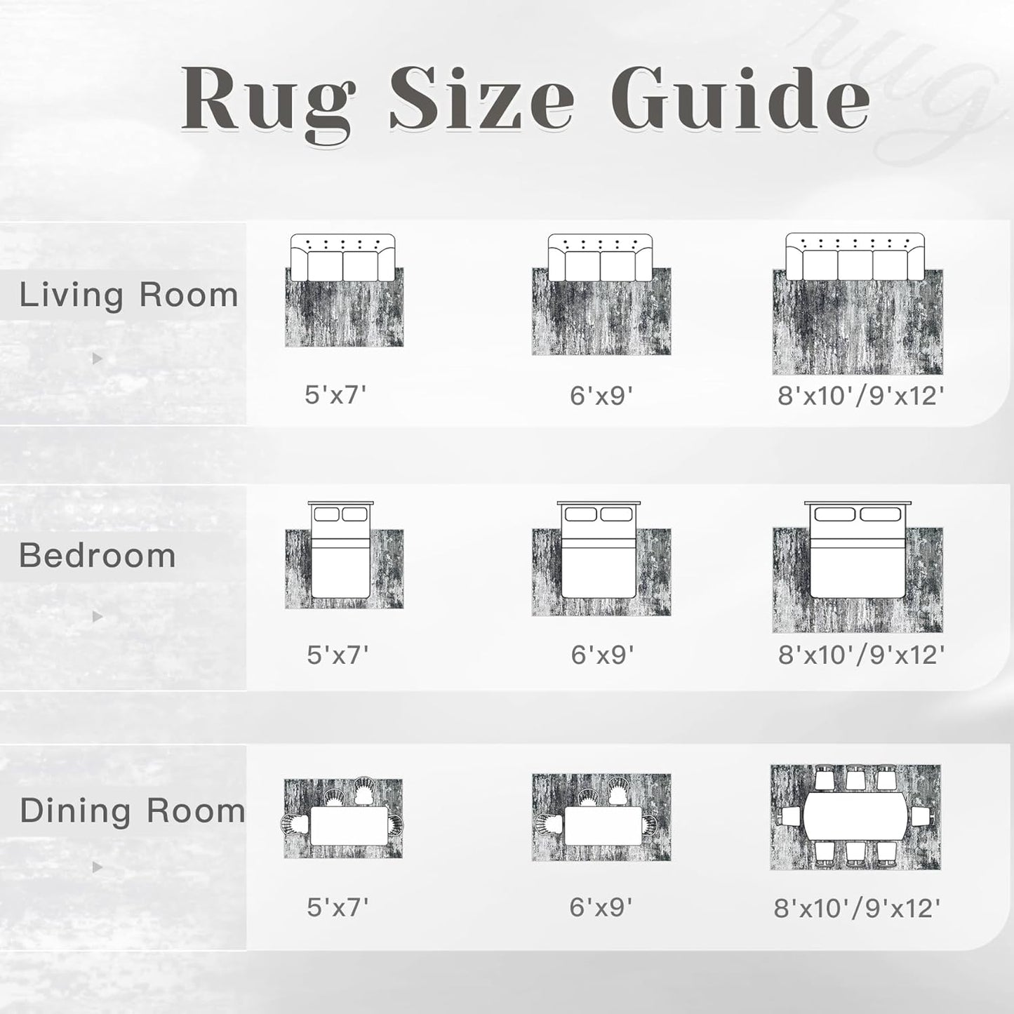 Washable Rug 5x7 Area Rugs for Living Room: Neutral Soft Rug Abstract Non Slip Low Pile Modern Carpet for Bedroom Kitchen Nursery Office Dining Room Indoor (Black, 5'x7')