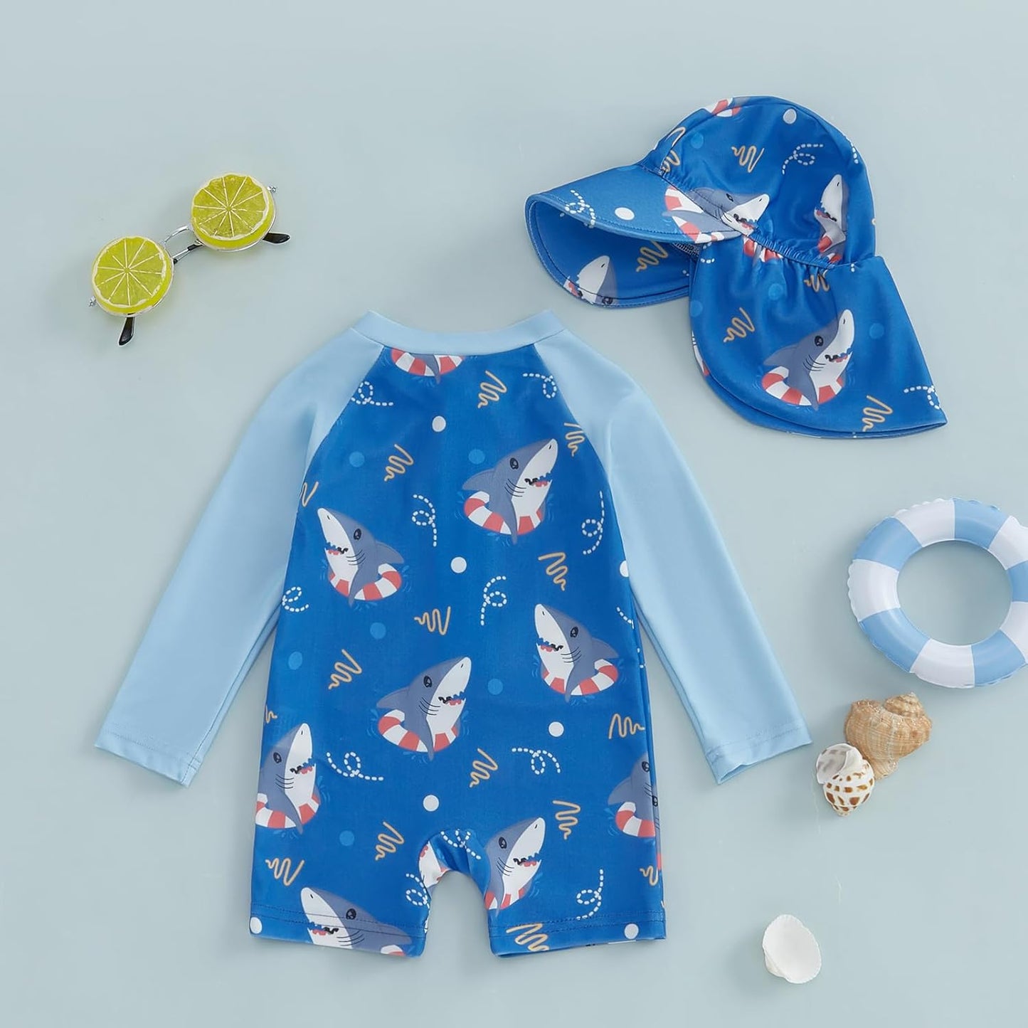 Hnyenmcko Baby/Toddler Boy Rash Guard Swimsuit Long Sleeve One Piece Zipper Swimwear Sunsuit Infant Bathing Suit Beachwear