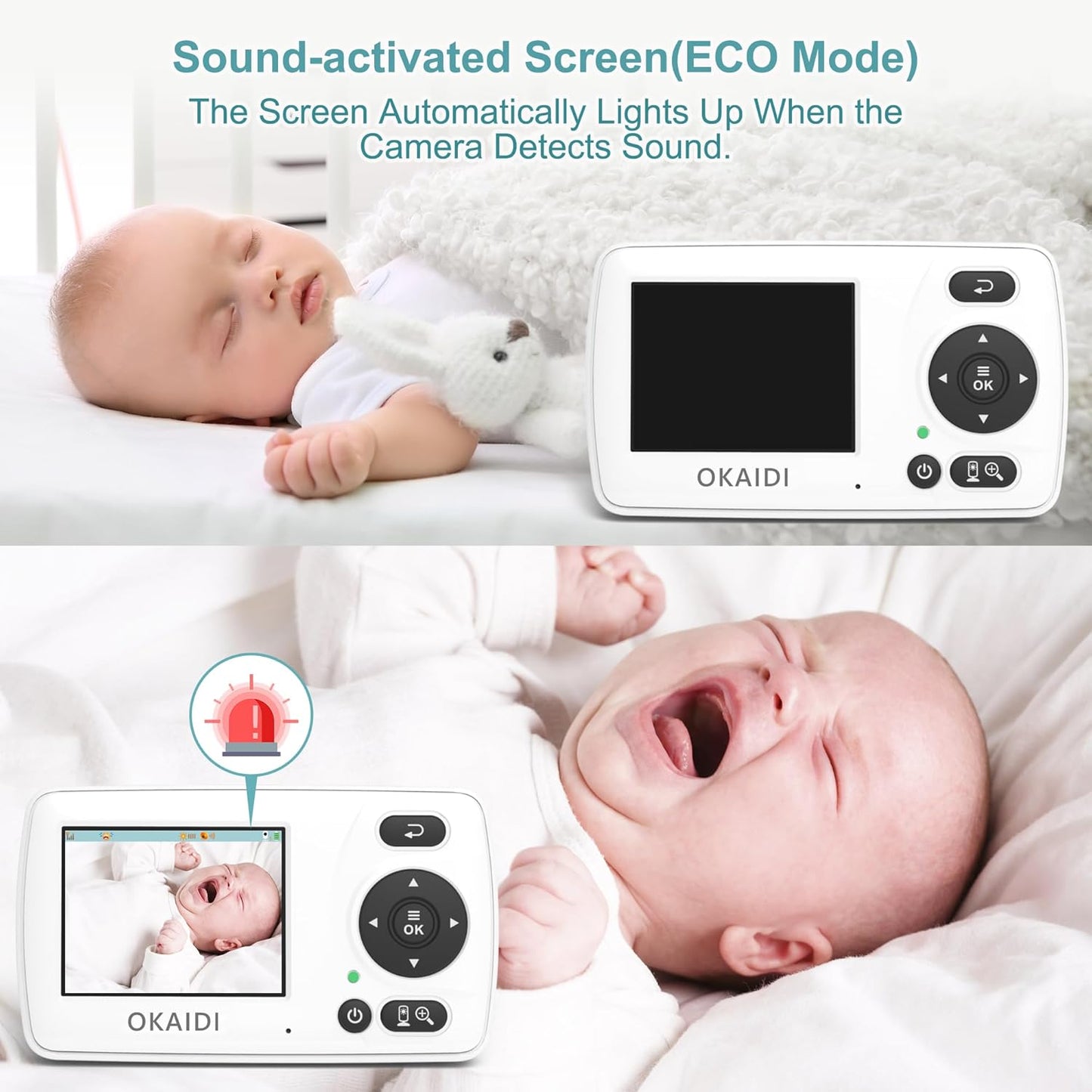 Video Baby Monitor with Camera and Audio, 2.4'' Portable Travel Baby Monitor No WiFi, Infrared Night Vision, VOX Mode, 1000ft Long Range, Ideal for Baby/Pet/Elderly